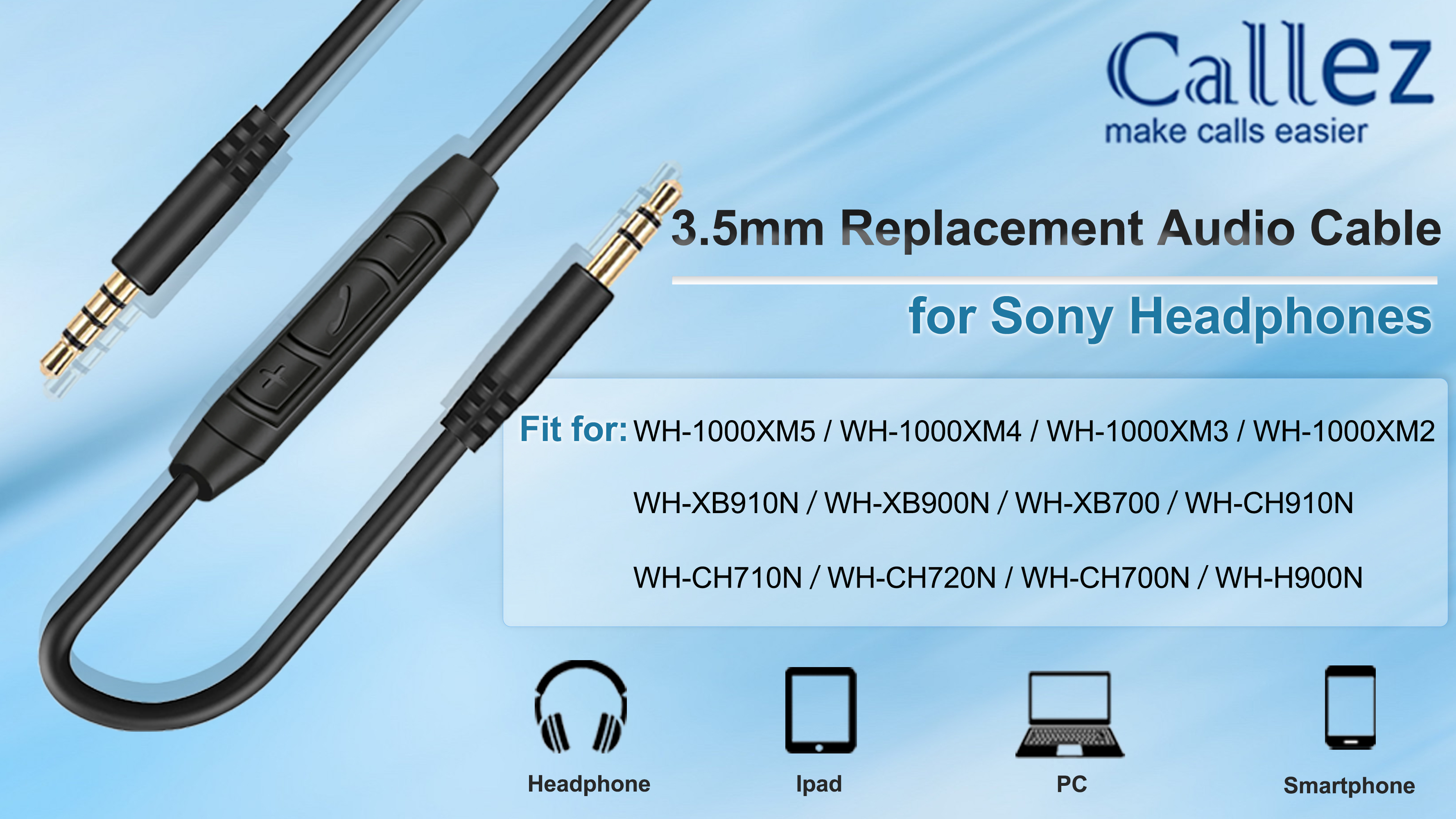 Amazon.com: Replacement Audio Cable for Sony Headphones 3.5mm Wire