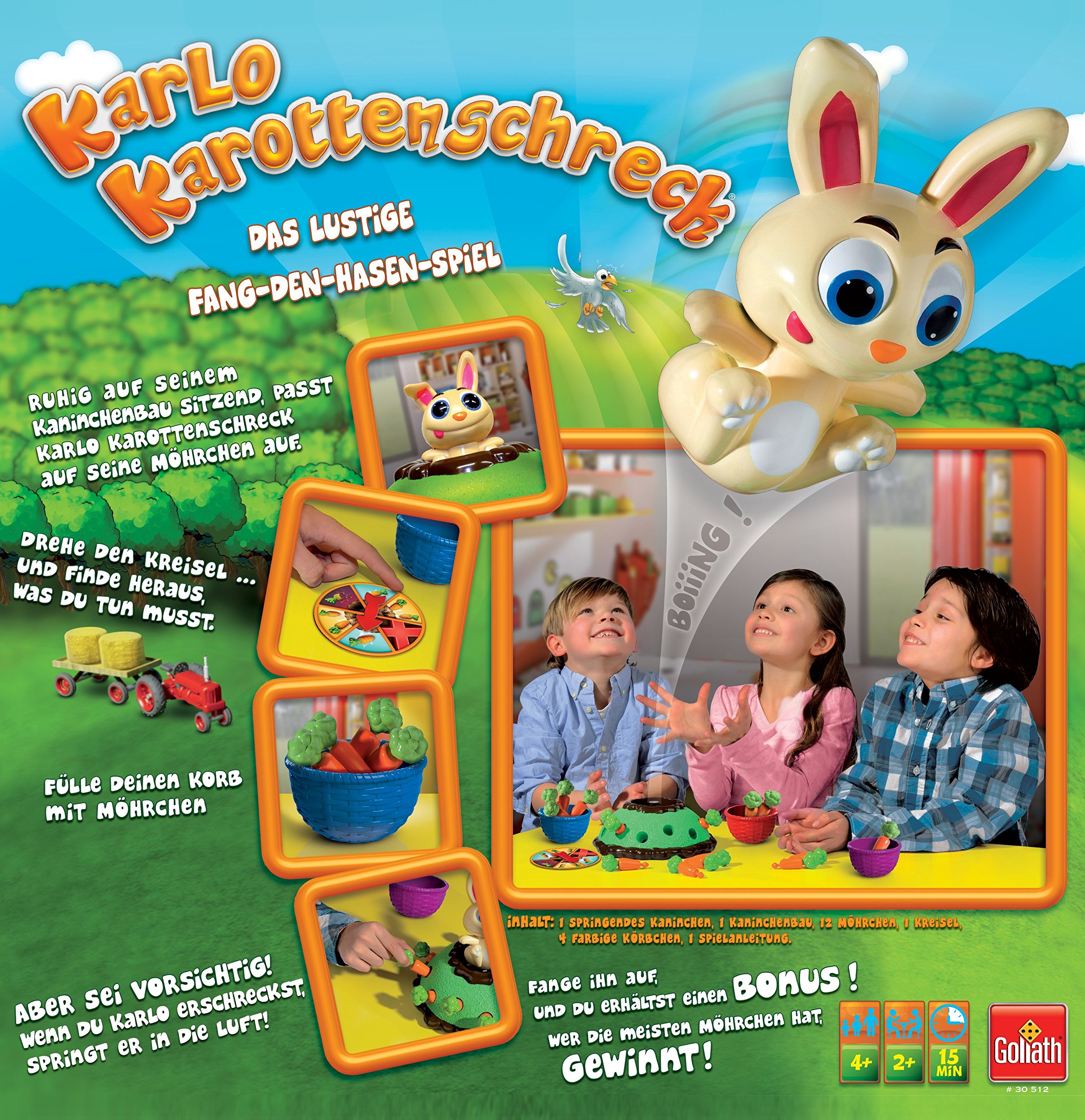 Goliath 30512 | Kinderspiel Karlo Karottenschreck | lustiges Fang-den-Hasen-Spiel | Spannendes Reaktions- und Geschicklichkeitsspiel | ab 4 Jahren