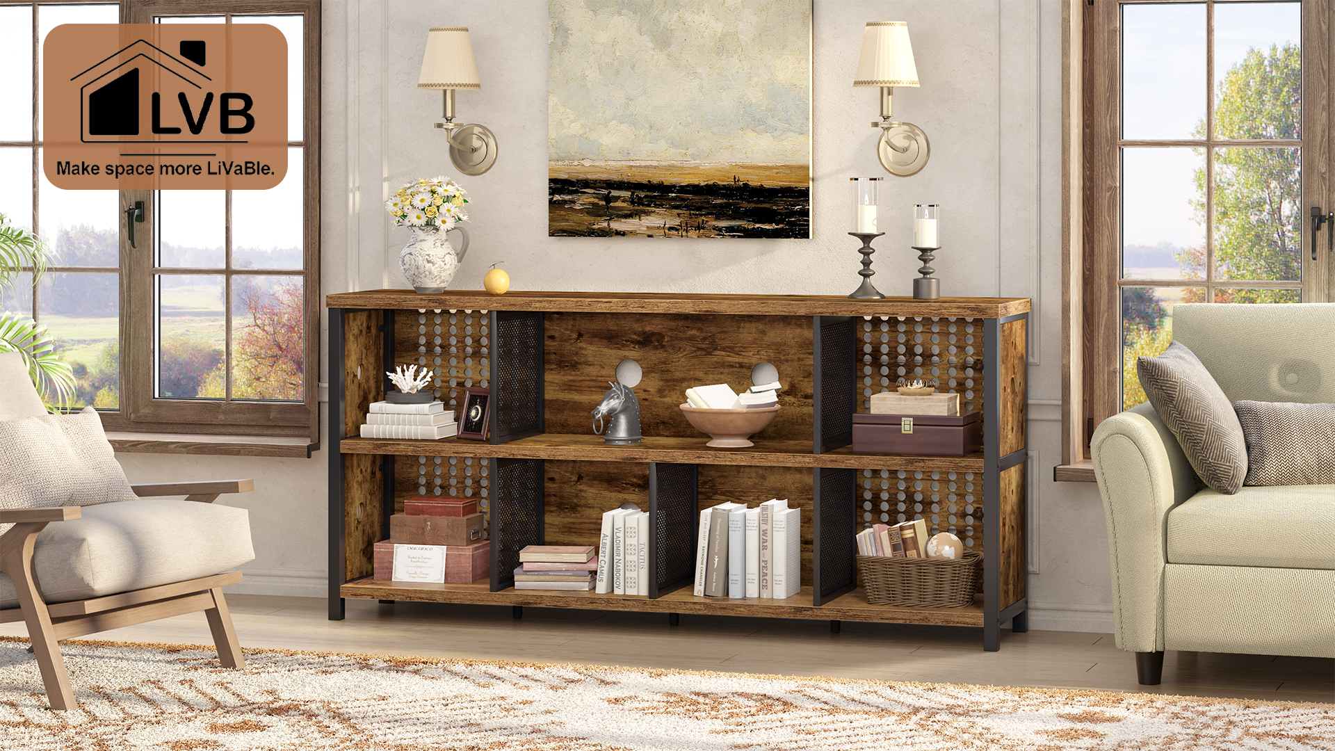 Amazon.com: LVB Industrial Horizontal Bookshelf, 4 5 6 7 8 Cube