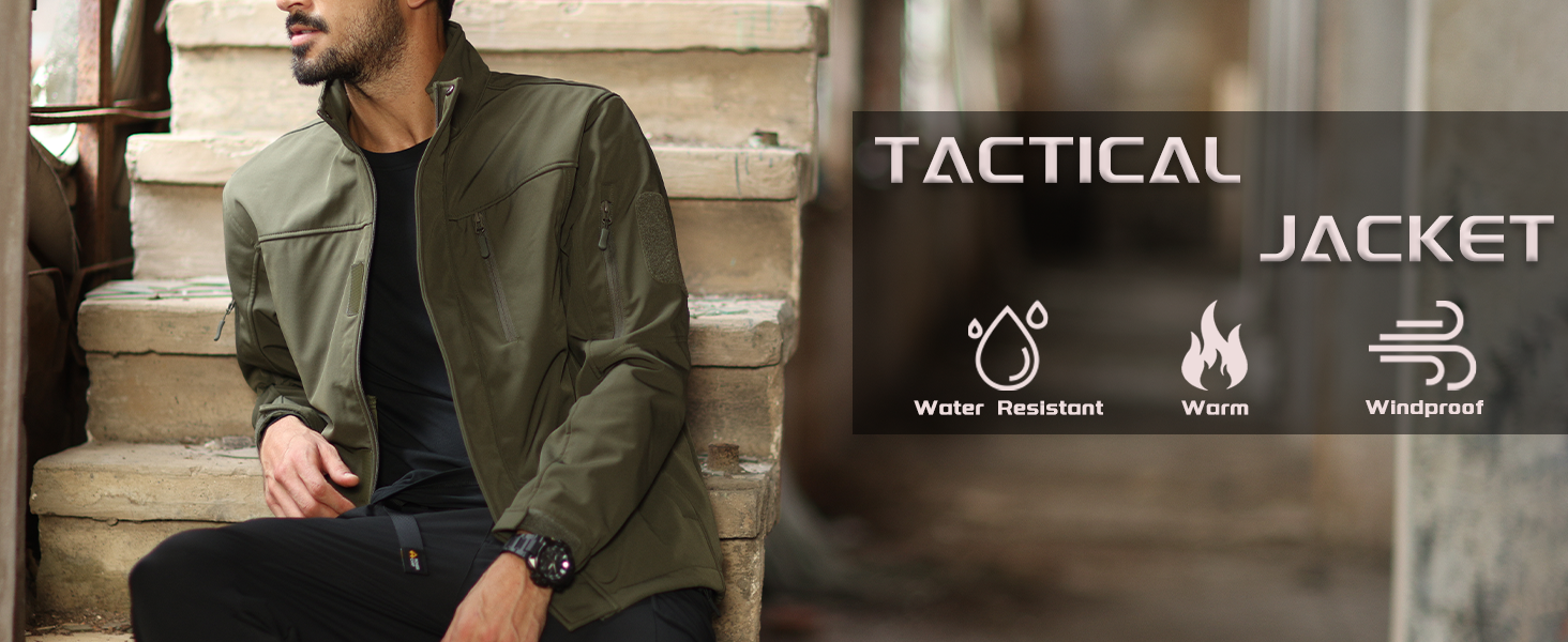 MAGCOMSEN Mens Softshell Jacket, Stand Collar Zip Up Windproof