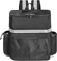 Vista 3 de Homevative - Mochila térmica para entrega de alimentos con soporte para tazas, bolsillo y ventana de recibos, bolsa de refrigeración reutilizable