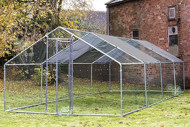When in Home Chicken Run Coop Heavy Duty Galvanised Steel Cage suitable for Pets Hens Rabbit Dogs Ducks Chickens Poultry 3 Sizes (3m x 2m | 3m x 4m | 3m x 6m) includes Roof Cover (WIH3-8 W-3m x L-8m)