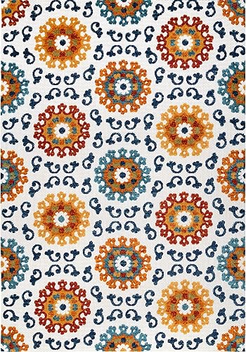 Miniatura 3 de nuLOOM Alfombra de transición Aurora para interiores y exteriores, 5x8, azul