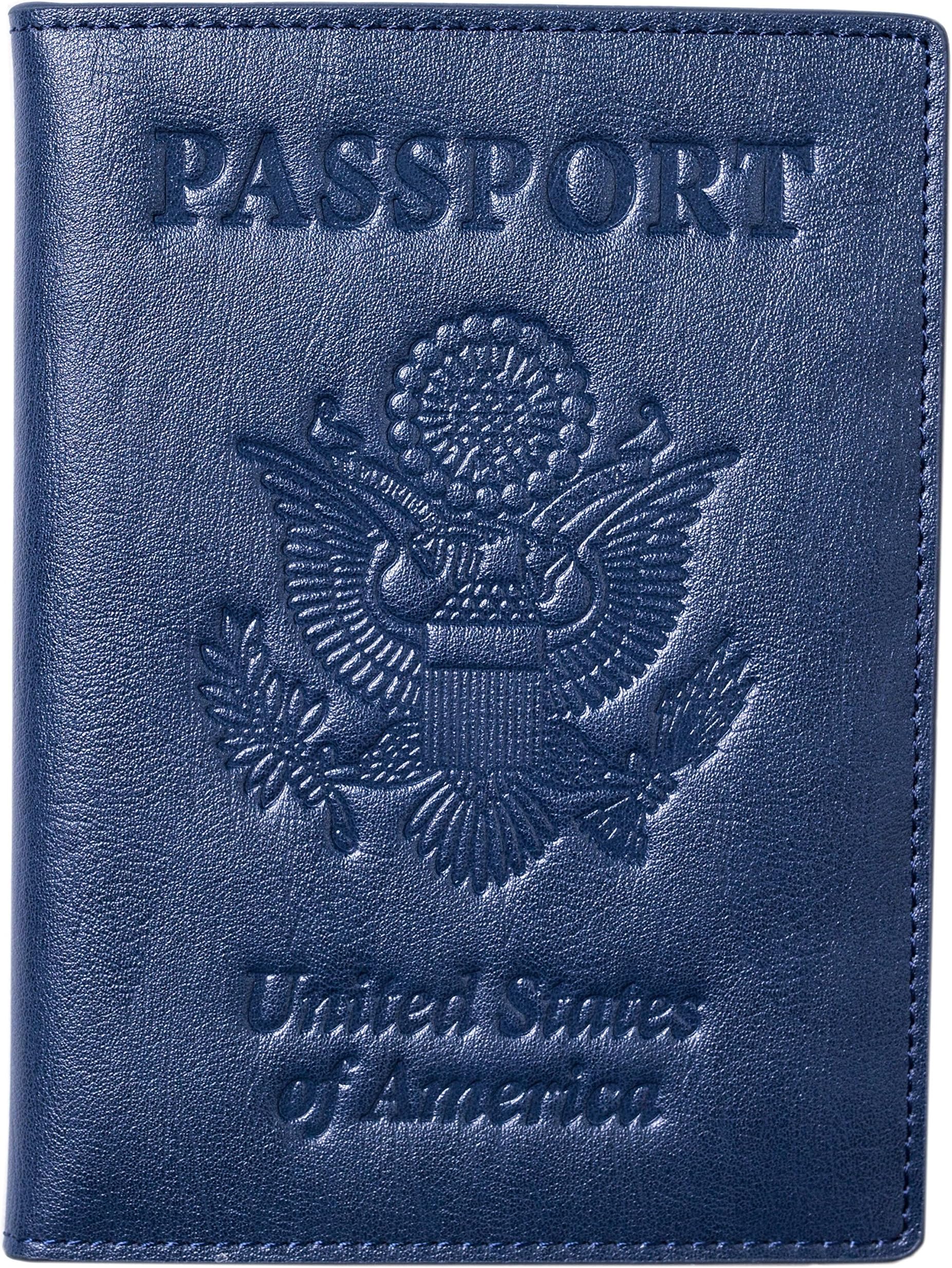 Stock Clearance Leather Passport Cover - Holder, Passport Case - Men Women, Dark Blue