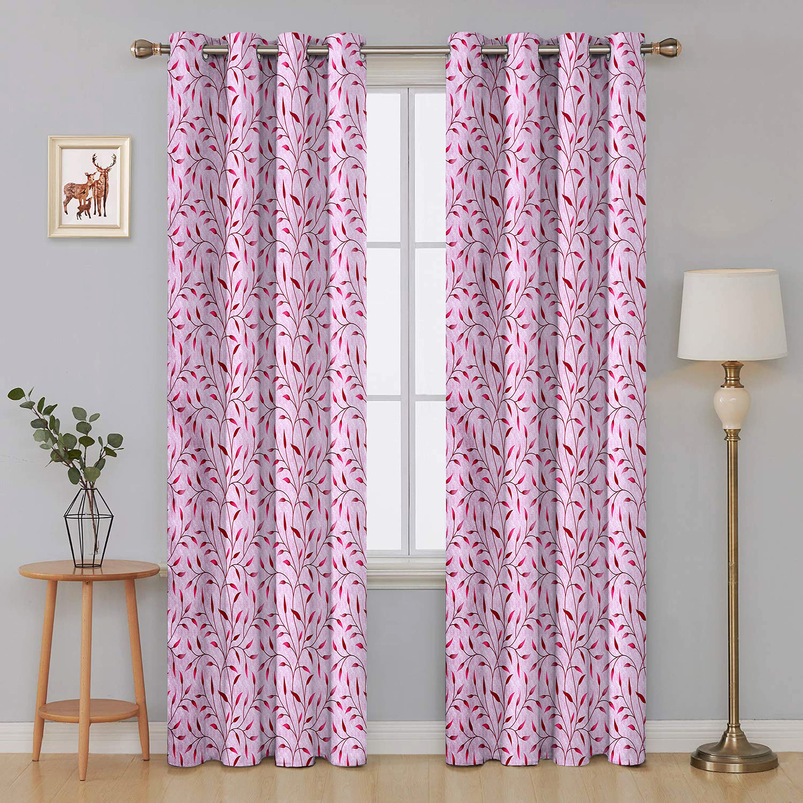 Keshav Fab Polyester Curtain Drapes For Door 7Ft Pack Of 2 | Printed Curtains For Living Room Bedroom Hall | Eyelet Grommet Curtains Panels For Home And Office Decor, 4 X 7 Feet, Wine 2No Patti Print