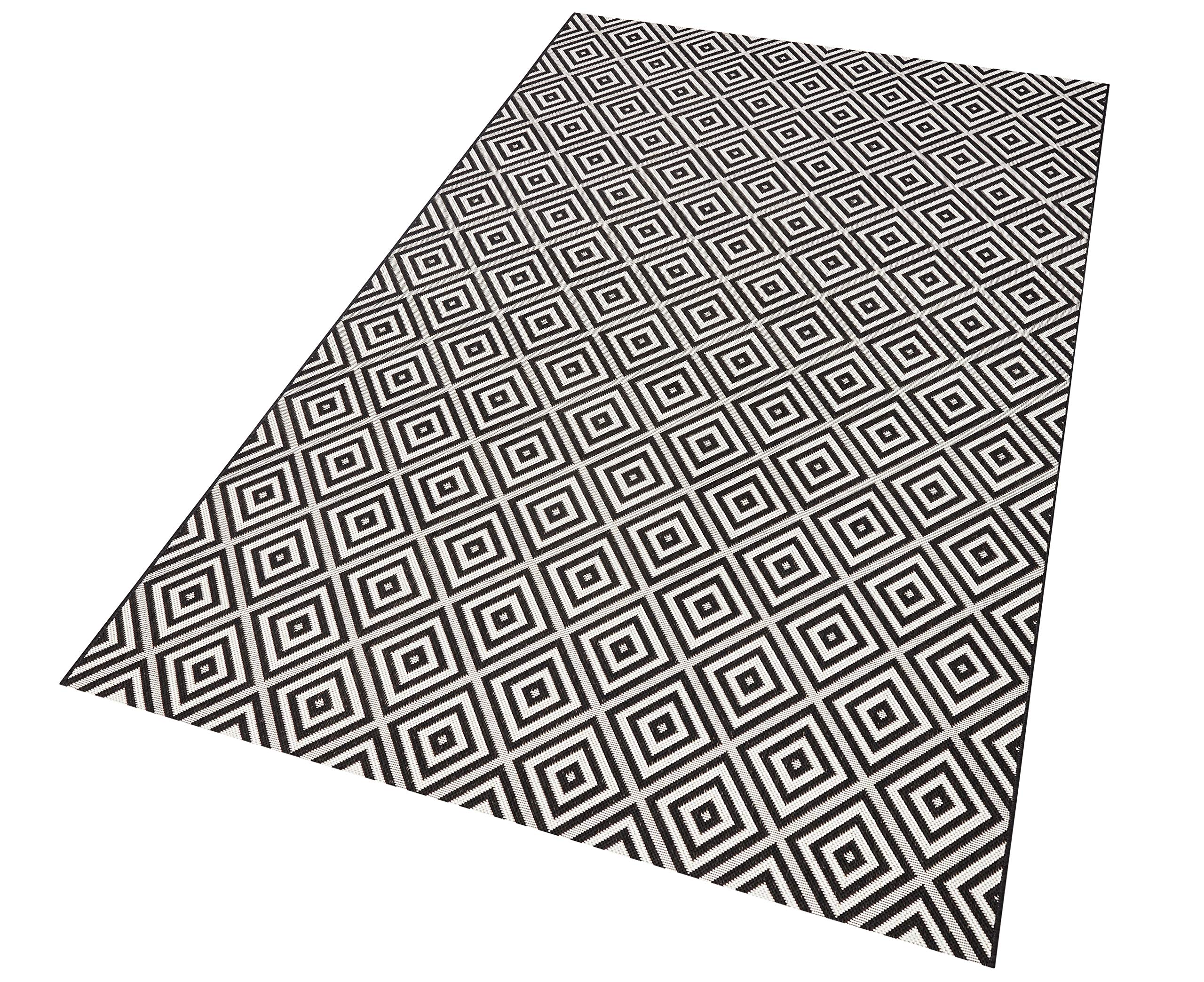 NORTHRUGS In- und Outdoor Teppich Karo 160x230cm - Wetterfest Modern Geometrisches Muster Kariert Allover Design Läufer für Balkon Terrasse Garten Wintergarten Wohnzimmerteppich Wasserfest in Schwarz