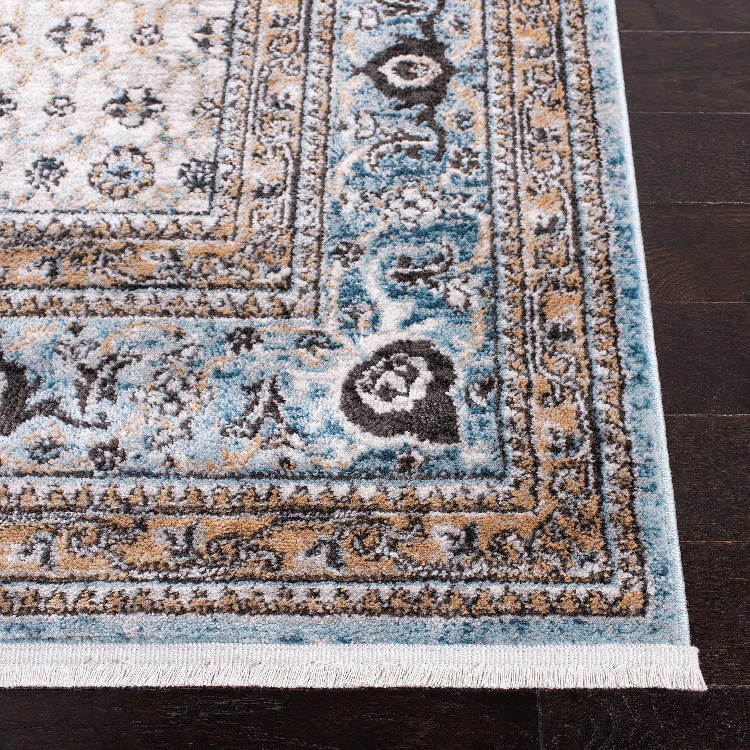 Safavieh Tapis Contemporain pour Salon, Salle à Manger, Chambre à Coucher - Shivan Collection, Tapis à Poil Court, Bleu et Rose, 66 X 244 cm
