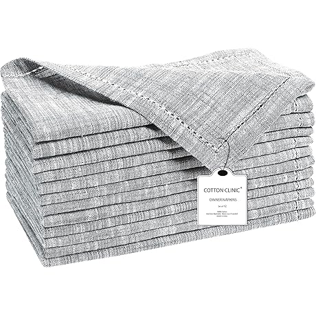Cotton Clinic 12-Pack Gray Linen Napkins