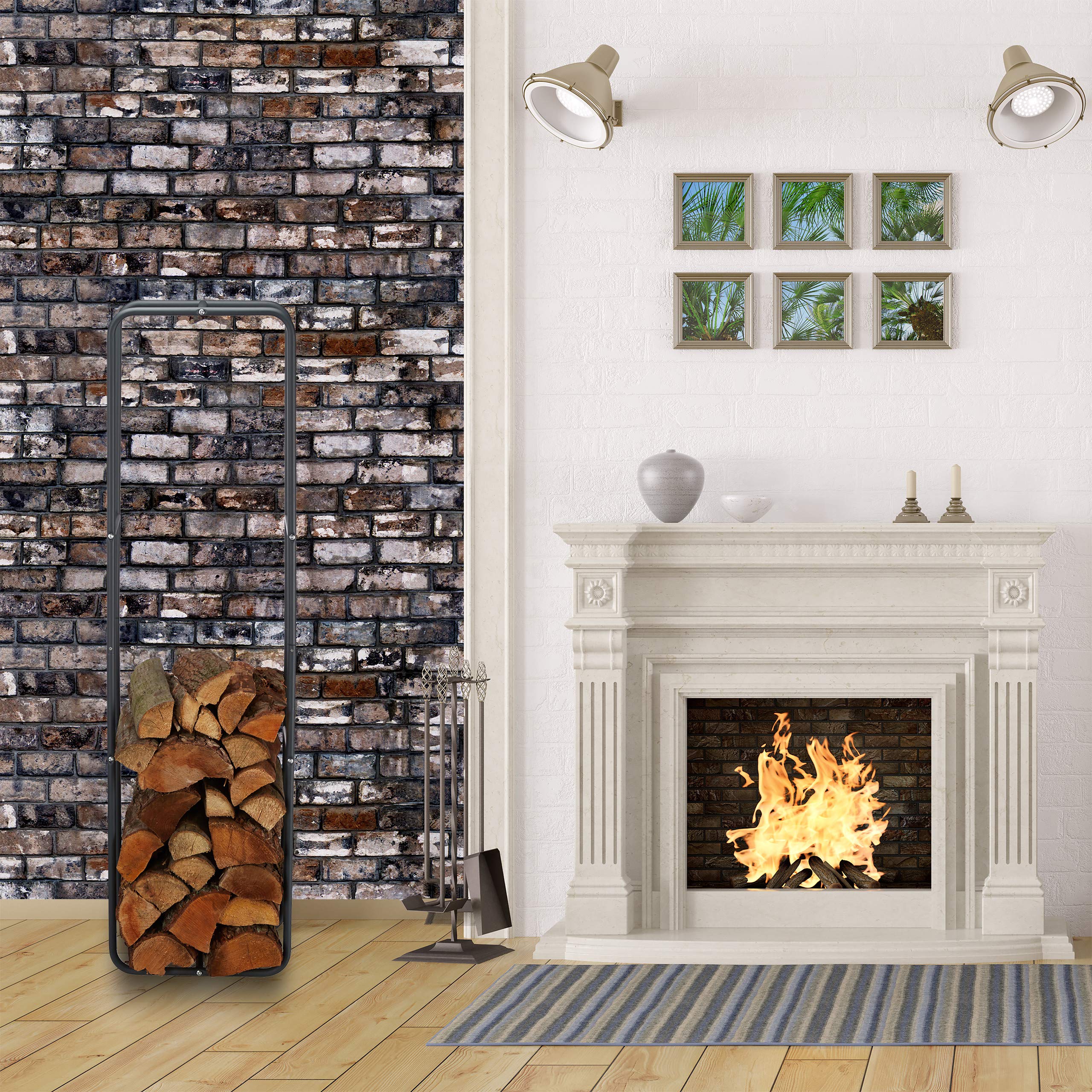 Relaxdays Scaffale per Legna, HxL 150 x 60 cm, Porta-Legna per Camino, Stufa, Interni ed Esterni, Acciaio, Antracite
