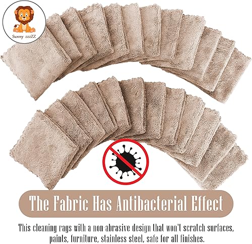 Miniatura 3 de Sunny zzzZZ - Paquete de 24 paños de cocina (marrón, 10x10 pulgadas), no desprende pelusa, sin olor, reutilizables, paños de cocina de primera