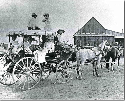 Miniatura 5 de Impact Posters Gallery Vintage Las Vegas Stage Coach, The Nevada Hotel, 1915 Majestic Post Office, Overland Hotel 1930 Motor Car Old City Set Four