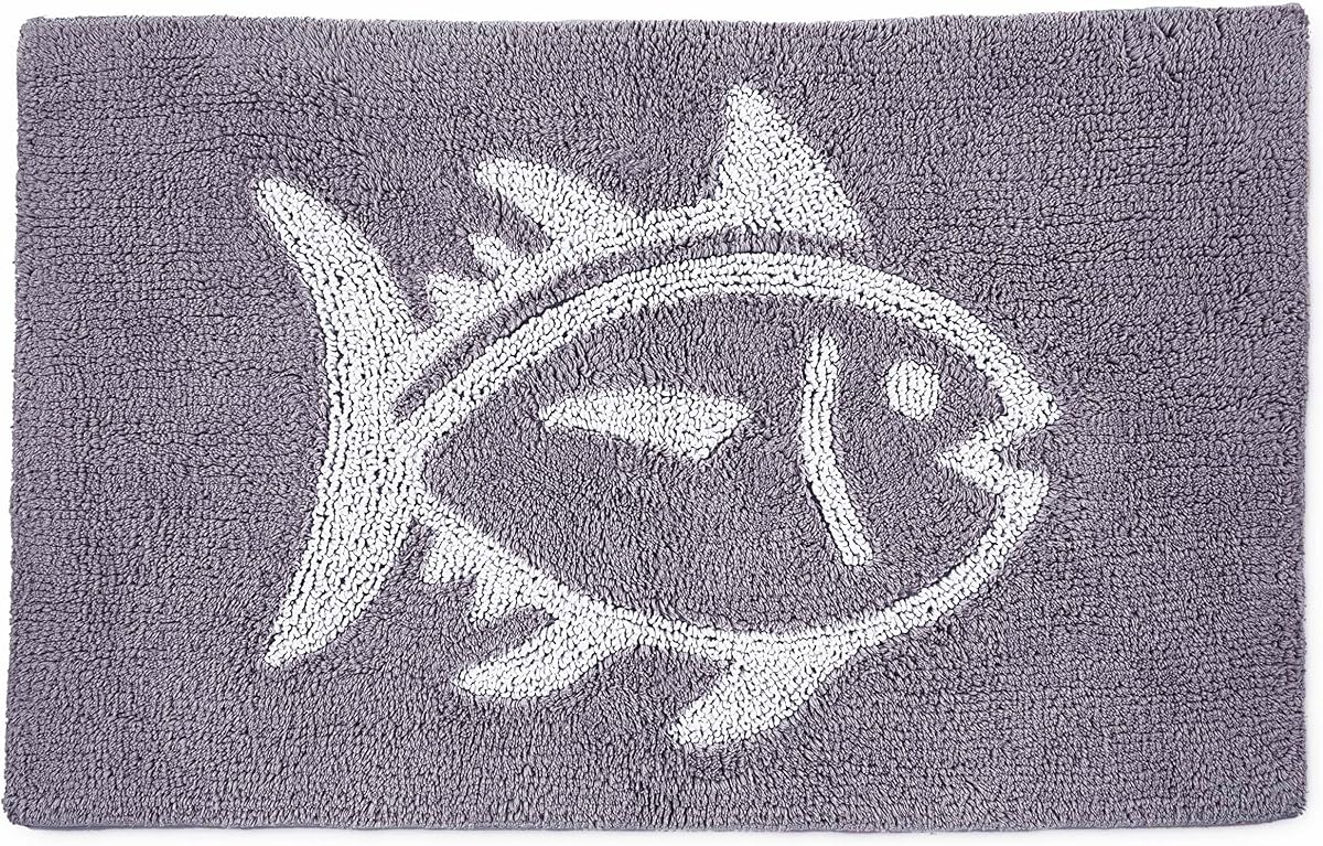 Southern Tide Reversible Bath Rug – 100% Cotton, Soft & Absorbent – Double-Sided Design with Signature Skipjack – Machine Washable Coastal Accent Rug – 20" x 32" – Grey