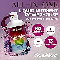 Vista 2 de Nature's Liquids - SeaAloe Liquid Whole Food, (32 onzas), suplemento líquido multivitamínico y mineral, con aloe vera, verduras marinas, Pau D