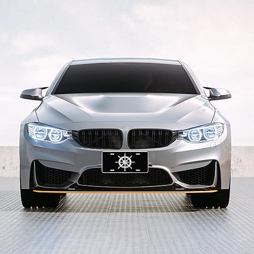 Miniatura 6 de Cubierta para placa de matrícula de timón blanco y negro, divertido accesorio de decoración de automóvil de acero inoxidable para EE. UU., Canadá,