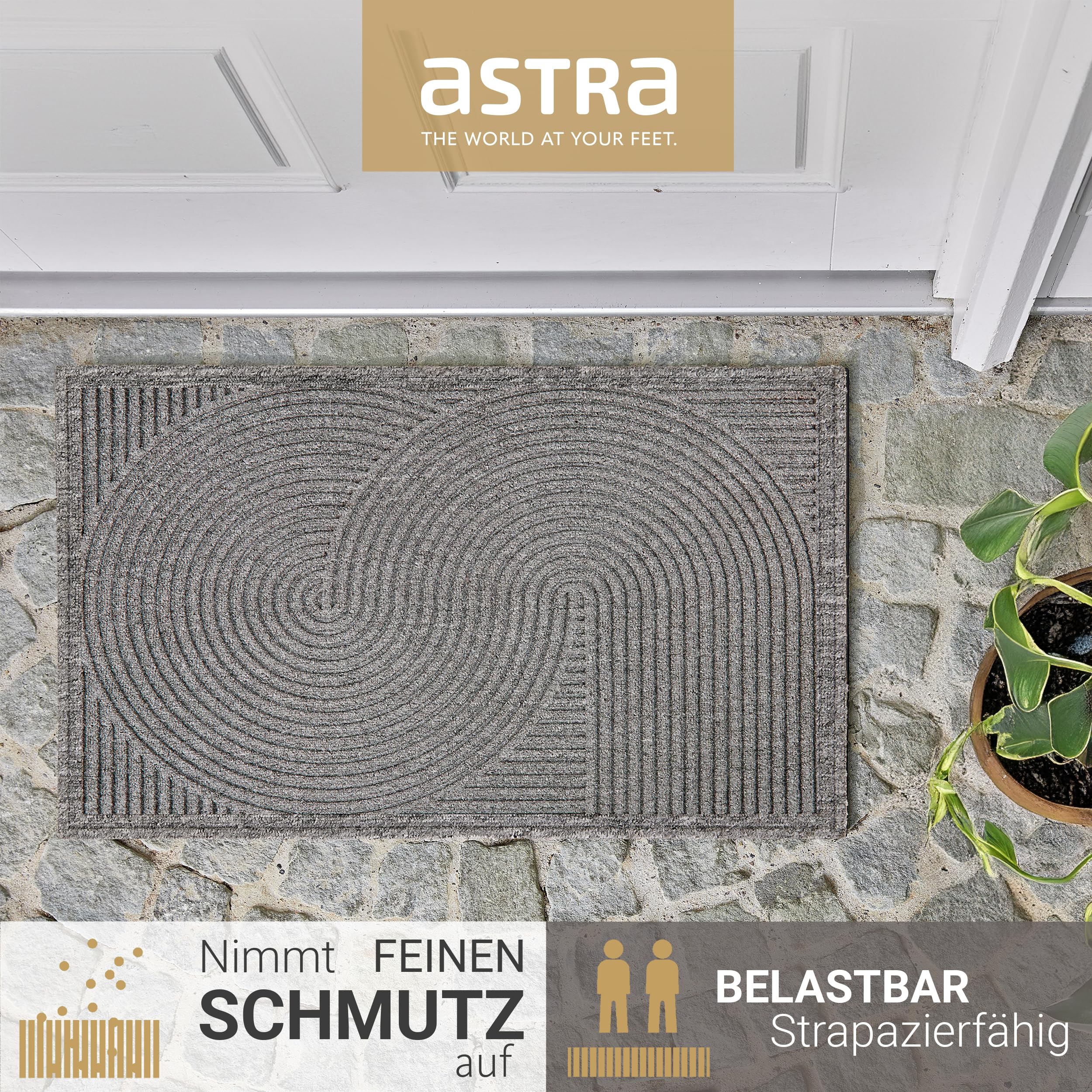 Wetterfeste Fussmatte robust außen rutschfest - Grau 2er Set 45 x 75 cm