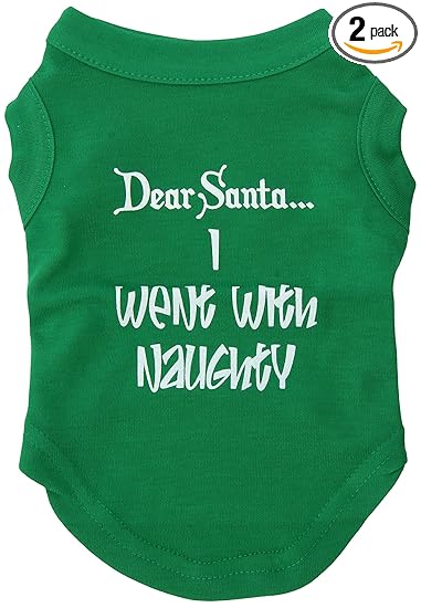 Mirage Pet Products 10-Inch Dear Santa I Went with Naughty Screen Print Shirts for Pets, Small, Emerald Green