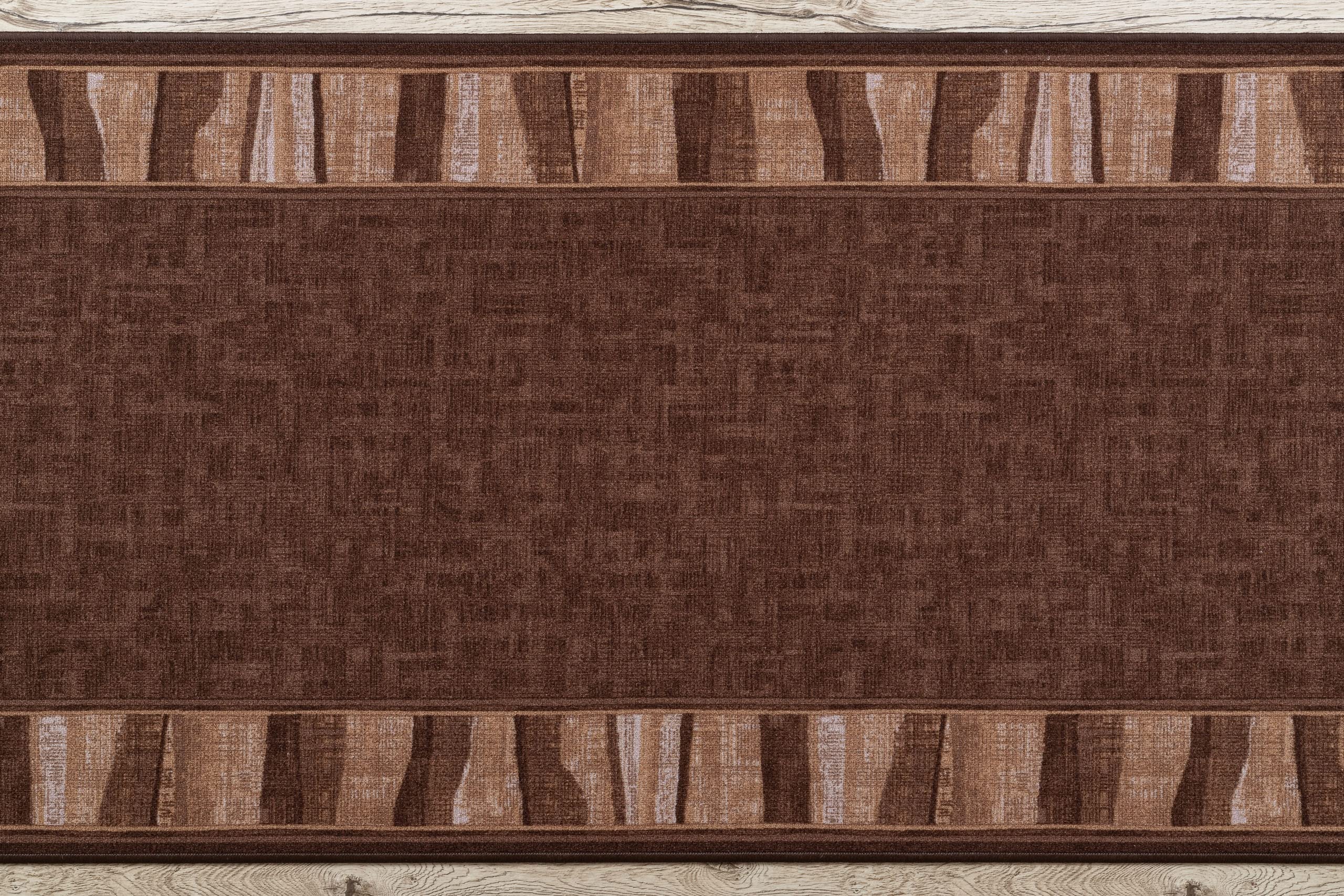 rugsx Antirutsch Teppichläufer Linea - moderner Kurzflor für Küche, Flur & Wohnzimmer, Meterware, braun 67x450 cm