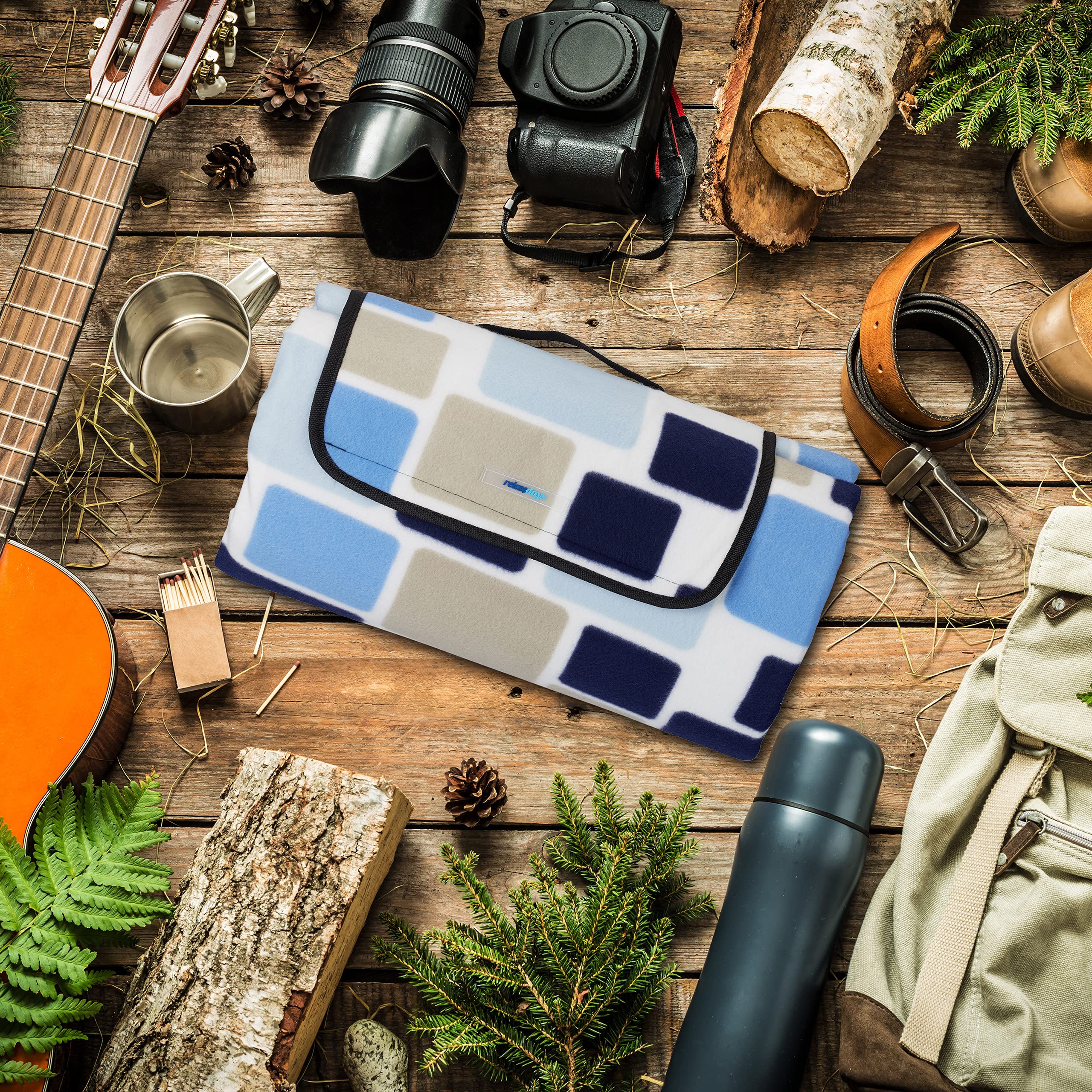 Relaxdays Couverture Pique-Nique XXL, 200x200 Cm, Tapis De