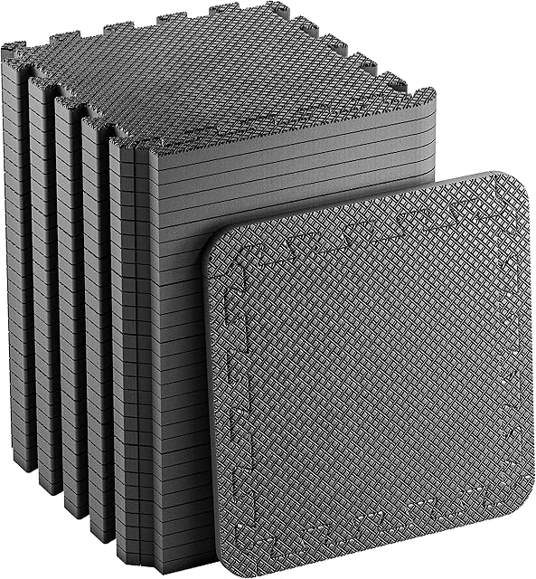 Edukit EVA Gym Foam Mat; 24 Pieces; 30.5 x 30.5cm; Black; Non-Slip Interlocking Puzzle Floor Tiles for Home, Exercising, Garage