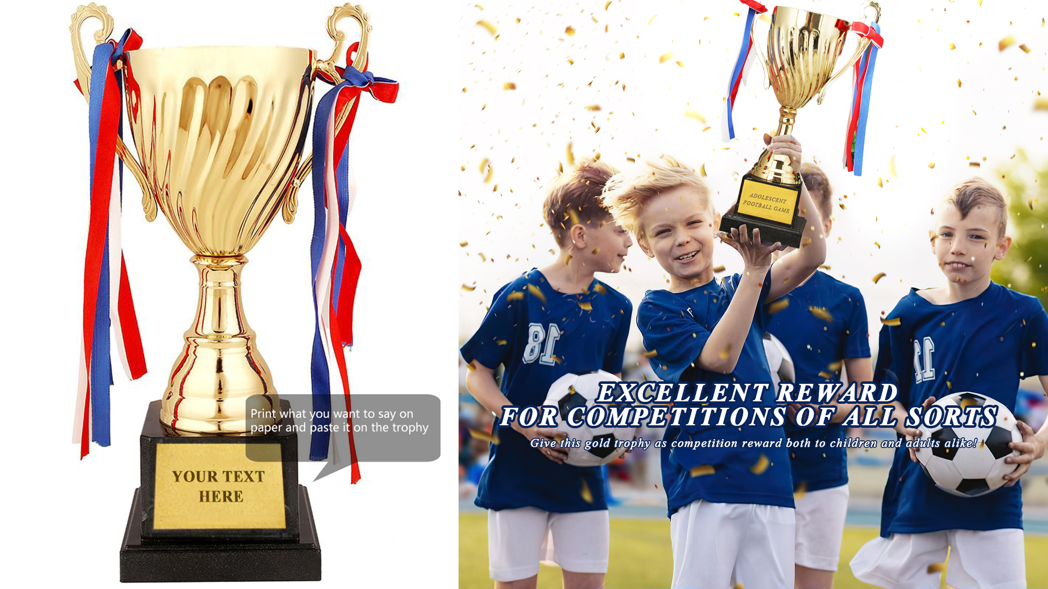 Trophée Sportif Grand Format 33.5cm - Coupe Or Pour Football, Compétitions Et Récompenses