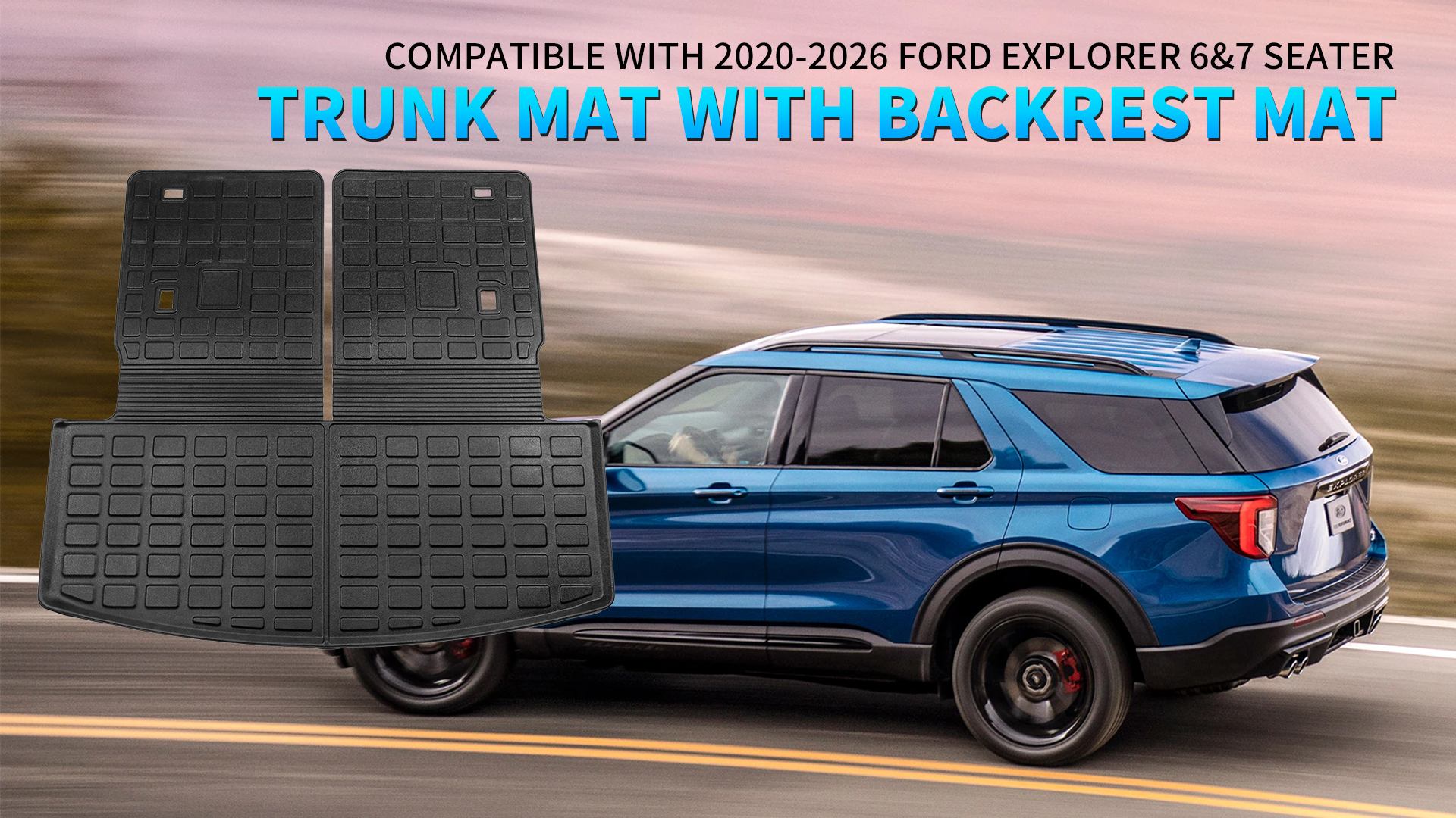 Dattumar All-Weather Floor & Cargo Liner Set For 2020-2025 Ford Explorer (7-Seater) - TPE Material, 5-Piece - View #5