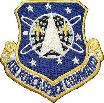 Eagle Emblems 1x USAF Space Command Patch - 3" x 3" Navy Blue Polyester Sew-On Military Space Fabric Applique Patch