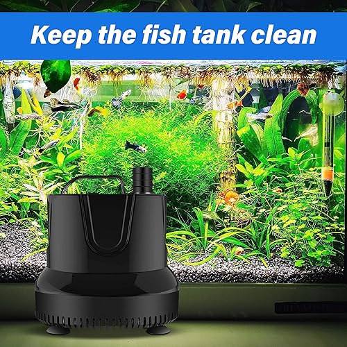 Miniatura 5 de Simple Deluxe Bomba de agua sumergible de succión inferior de 660 GPH 2500LH 45W, 3 boquillas con elevación de 8.2 pies de altura para pecera,