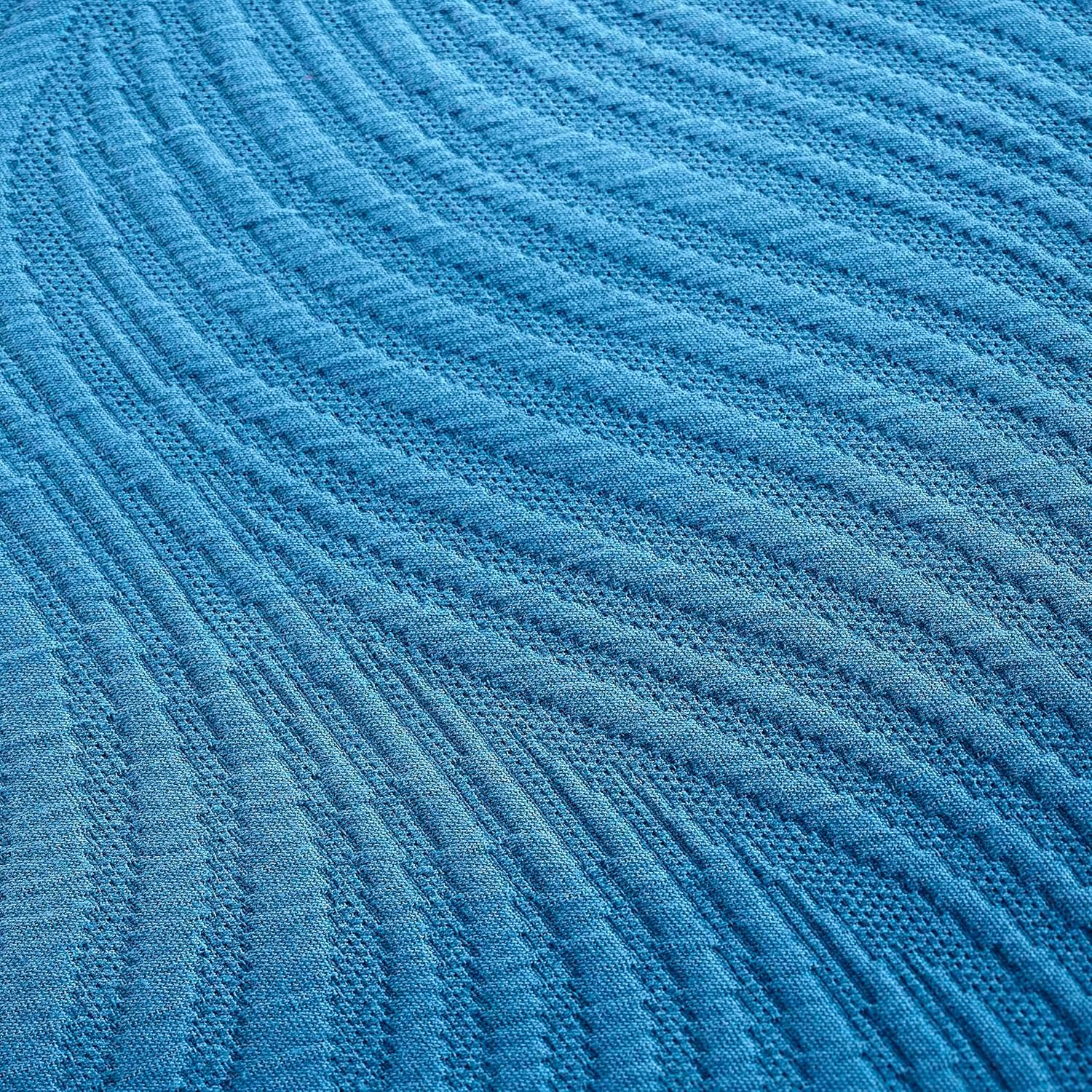 Superior Cascade Cotton 3 Piece Bedspread Set, Home Bed Decor, Decorative Textured Bed Spread, 2 Pillow Shams, Airy Blanket, Matelasse Coverlet Bedding, Wave Pattern Design, King, Denim Blue - Image 3