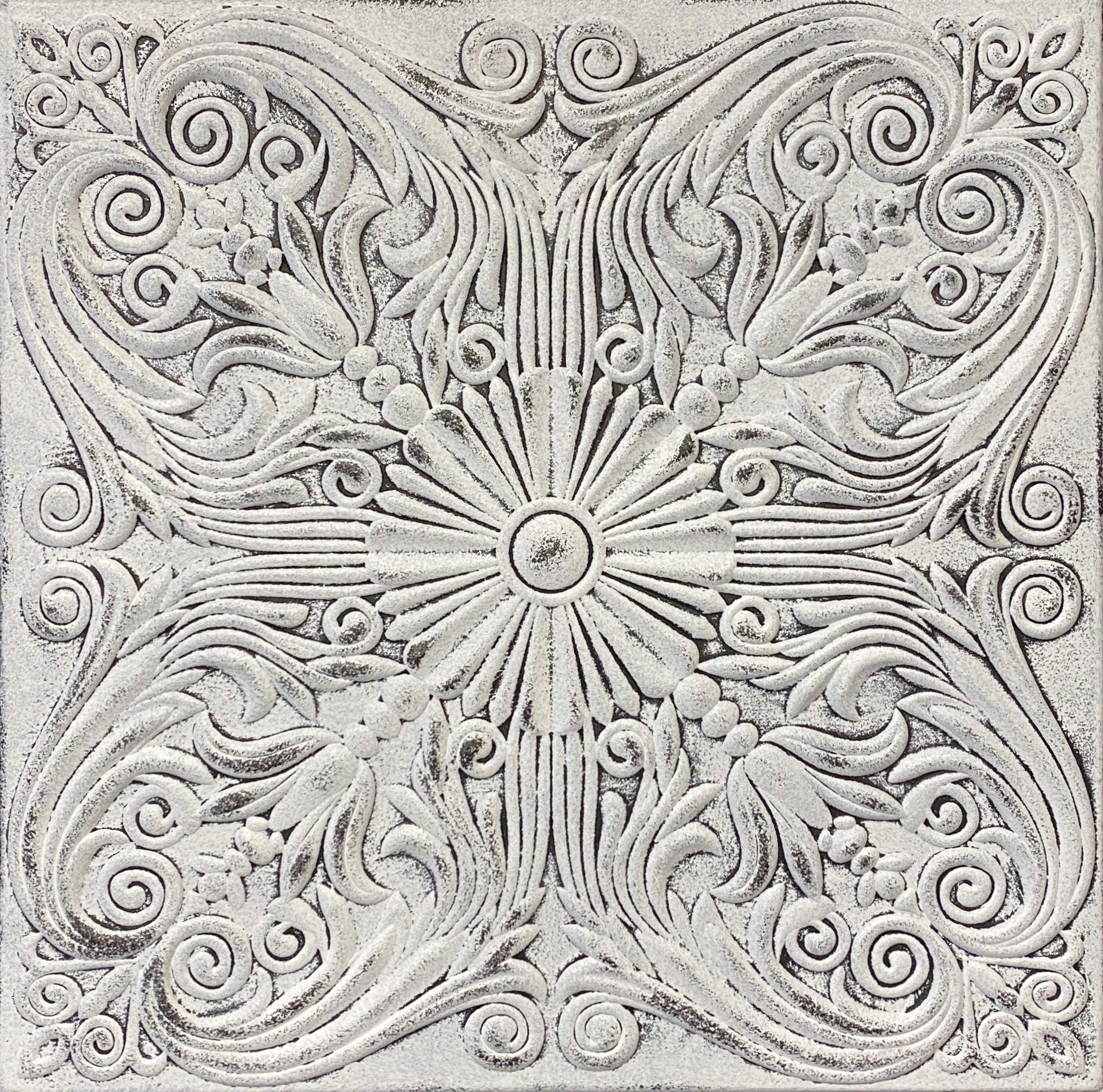 R39A Victorian Vintage 20x20 Amazing Styrofoam Tin Look Ceiling Tiles Easy to Glue Up On Any Type of Surface