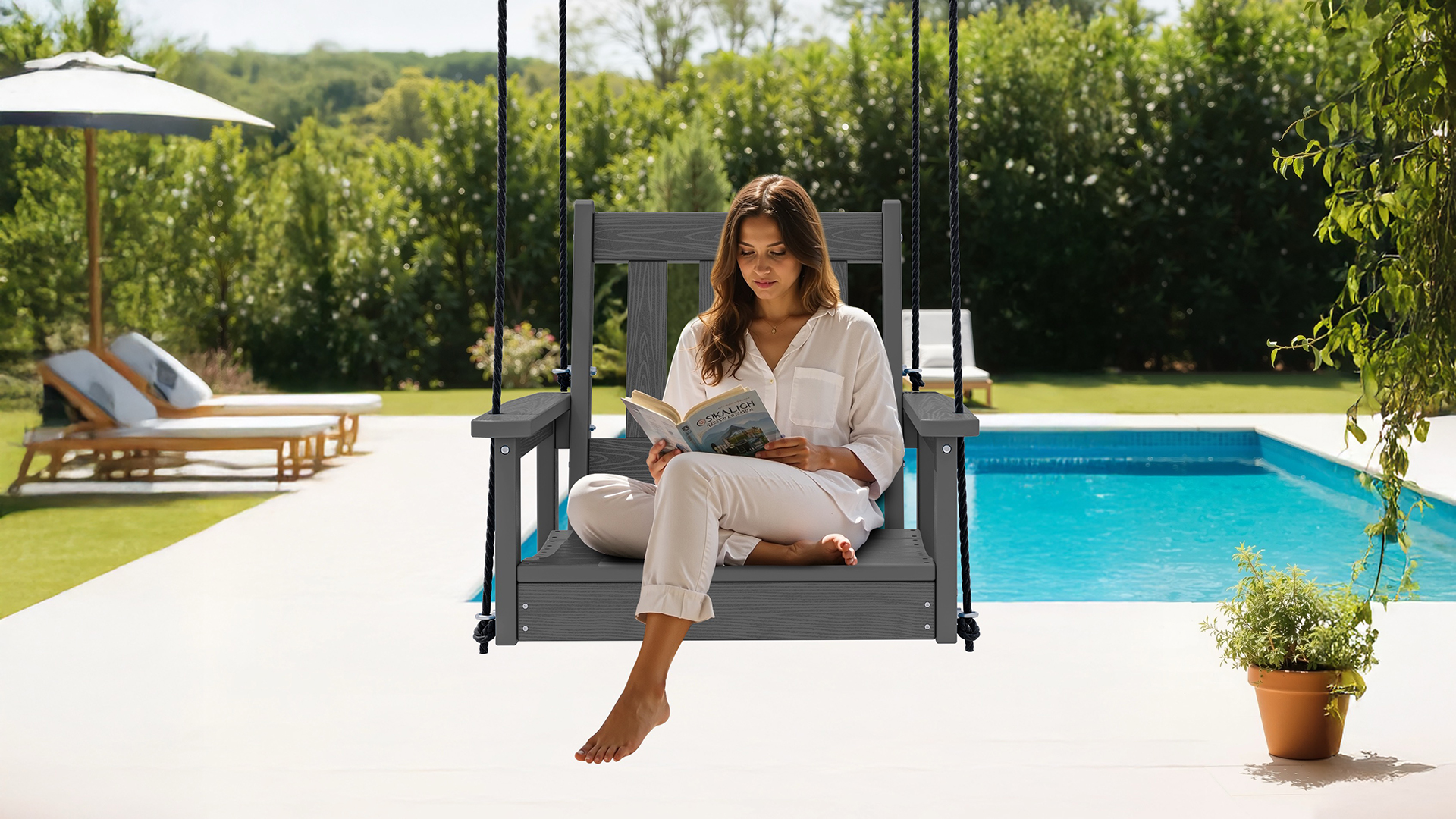 Amazon.com : SERWALL HDPE Single Porch Swing Set of 2, Heavy Duty