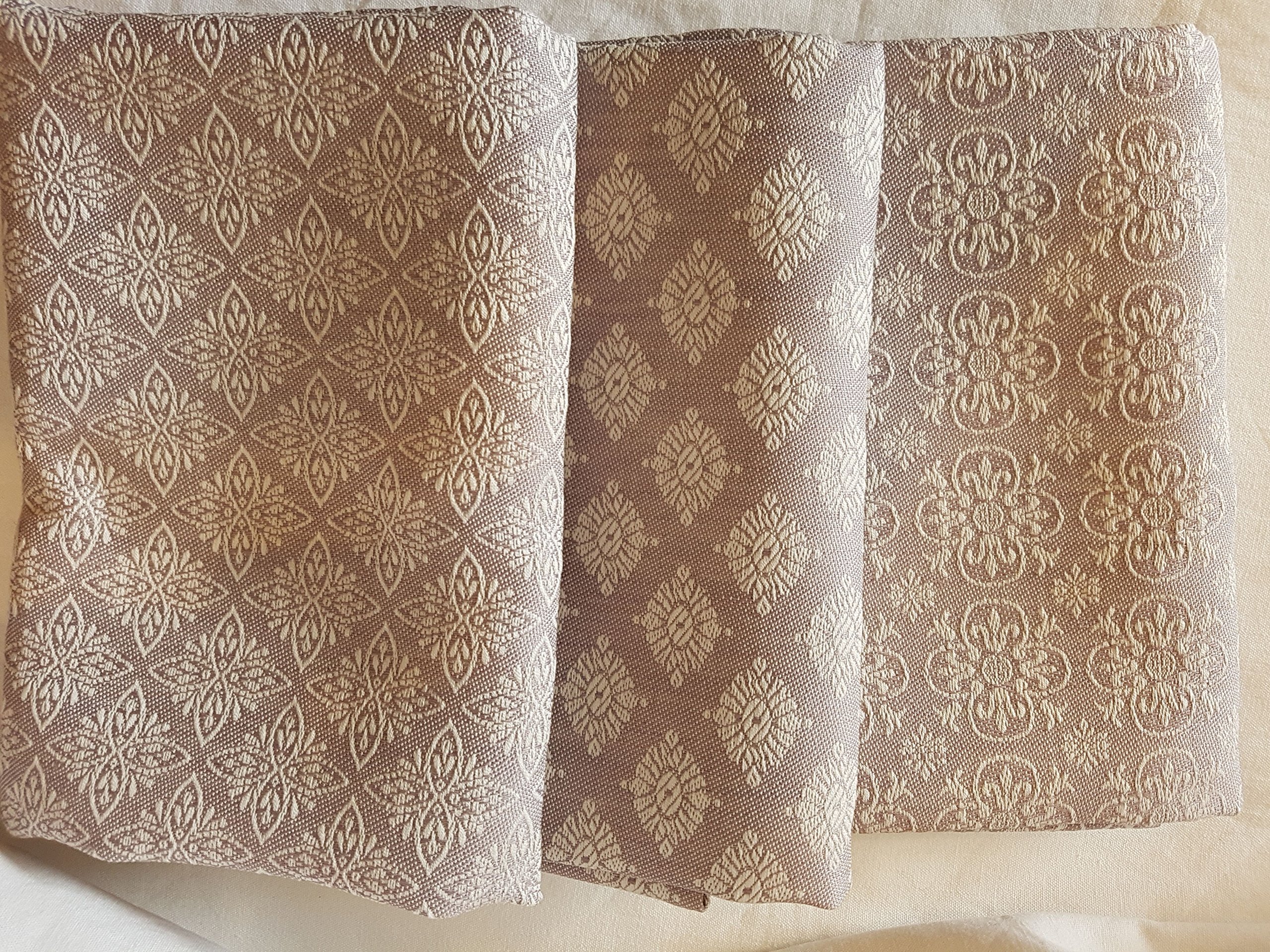 Übelhör - 3 er Set Geschirrtücher - Ornament - Halbleinen - 50% Leinen, 50% Baumwolle - gewebt 48 x 70cm - Mauve
