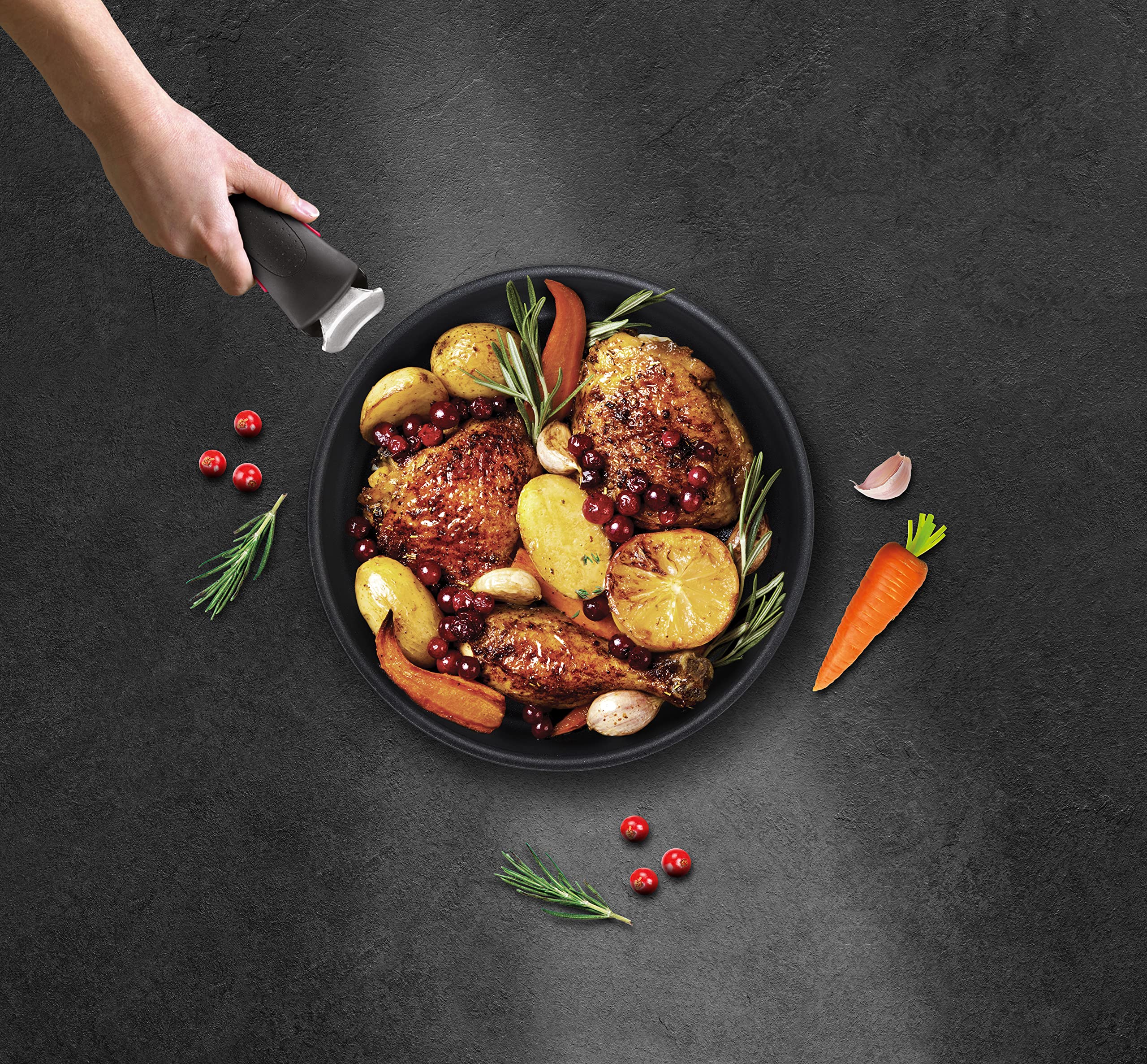 Tefal L76495 Ingenio Ultimate Batterie de cuisine 5 pièces | Empilable | Revêtement antiadhésif | Convient pour l'induction | Indicateur de température du signal thermique | Noir | 5 pièces