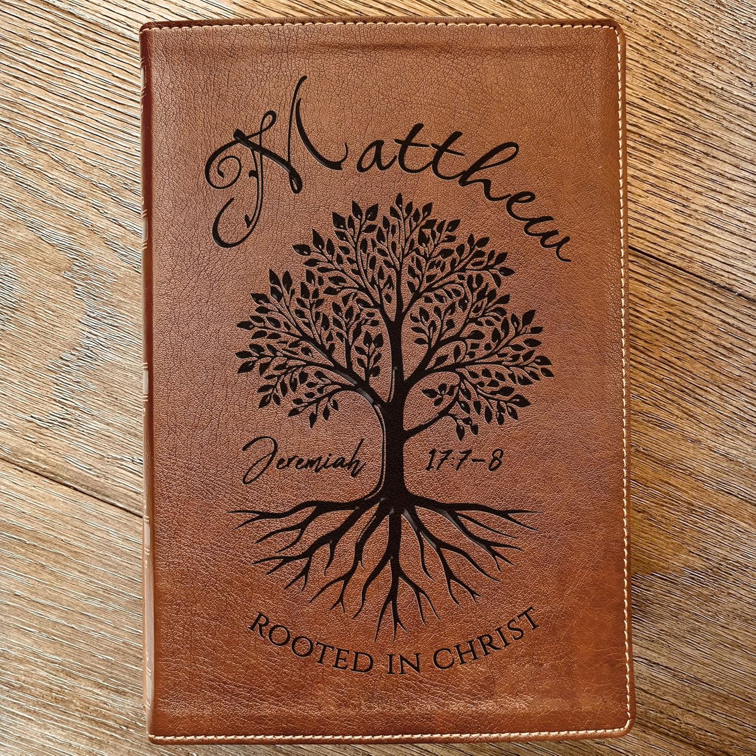Personalized NKJV Wide-Margin Bible, Custom Engraved Name, Rooted in Christ Tree Design, Christian Gift, Bible Gifts for Her, Gifts for Him