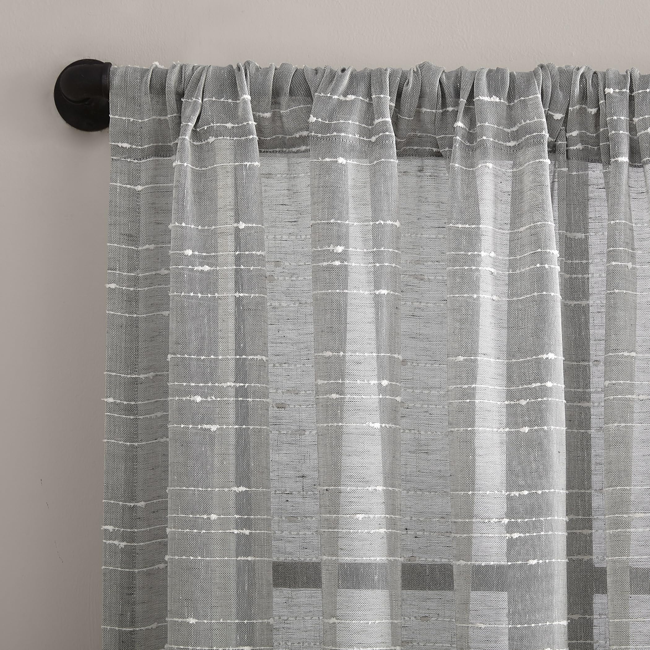 Clean Window Textured Slub Stripe Anti-Dust Allergy/Pet Friendly Sheer Curtain Panel, 52" x 63, Gray, Grey, W 52" x L 63" (1 Panels) - Image 2
