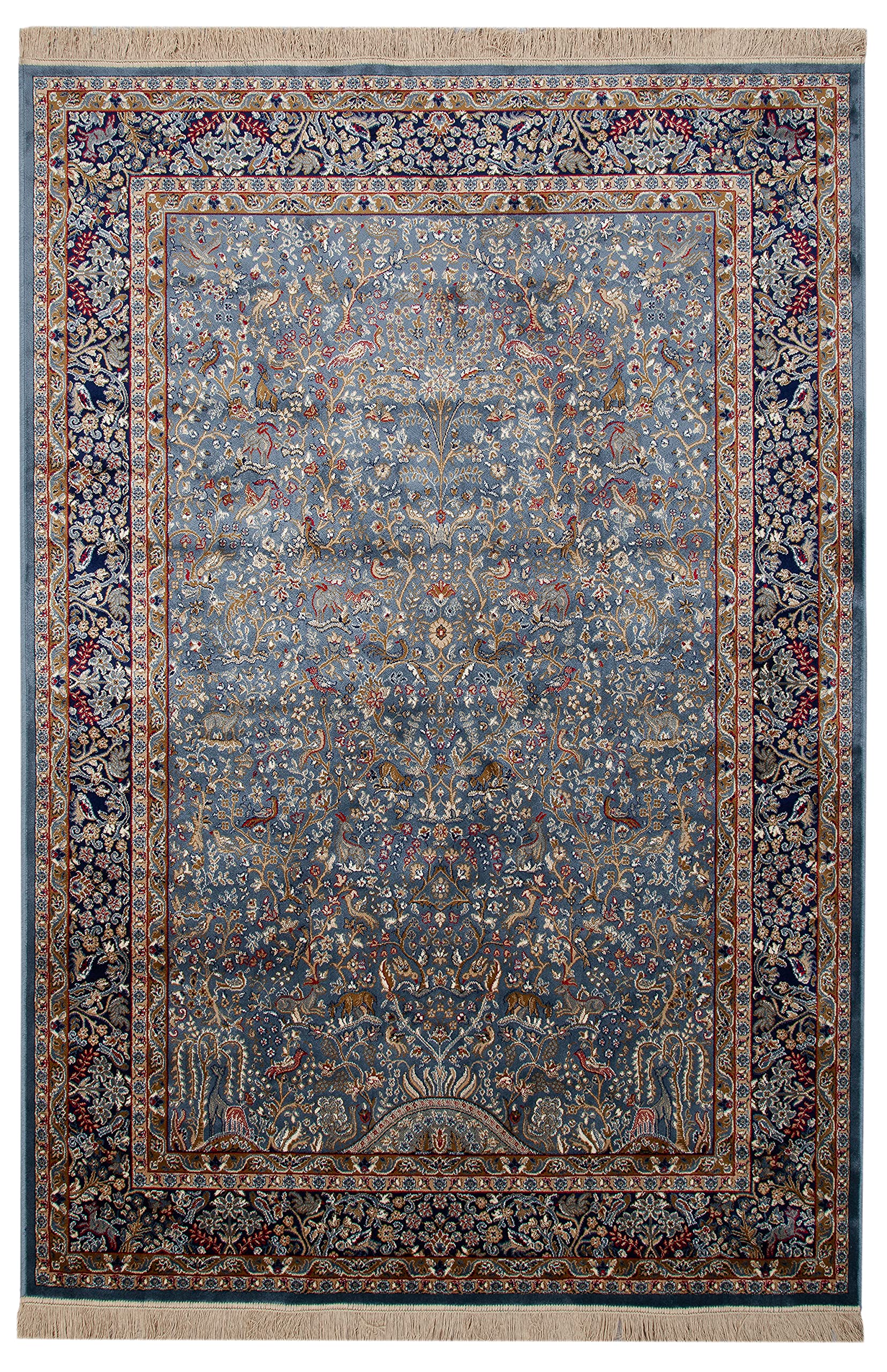 Tapis classique doux myrug Bizantine Kashmir à détails arabesques