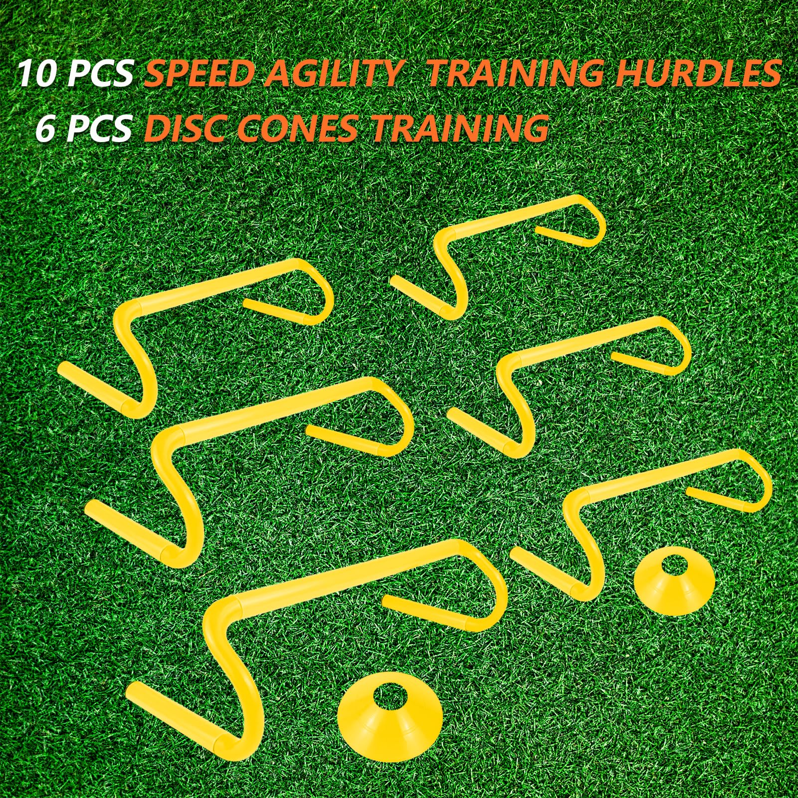 10 obstáculos de entrenamiento de agilidad de velocidad de 6 pulgadas con 6 conos de marcador, duraderos y desmontables, obstáculos de entrenamiento pliométricos de todas las velocidades,
