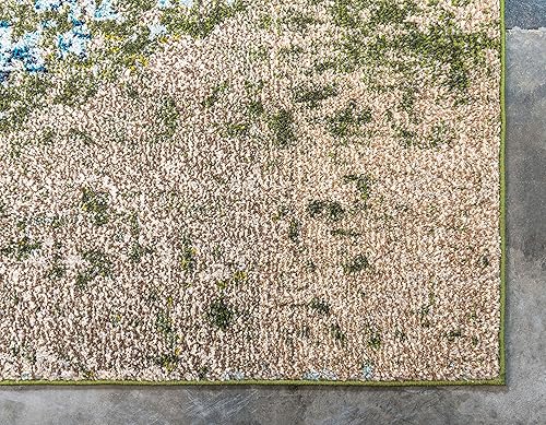 Miniatura 8 de Unique Loom Estrella Collection - Alfombra abstracta moderna, de colores claros, envejecida (8 x 8 pies, cuadrada, azulbeige)