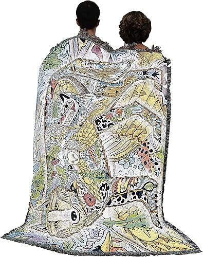 Miniatura 3 de Pure Country Weavers Sue Coccia - Manta de pie de lobo, tótem de espíritus de animales, manta tejida de algodón, hecha en los Estados Unidos (72 x