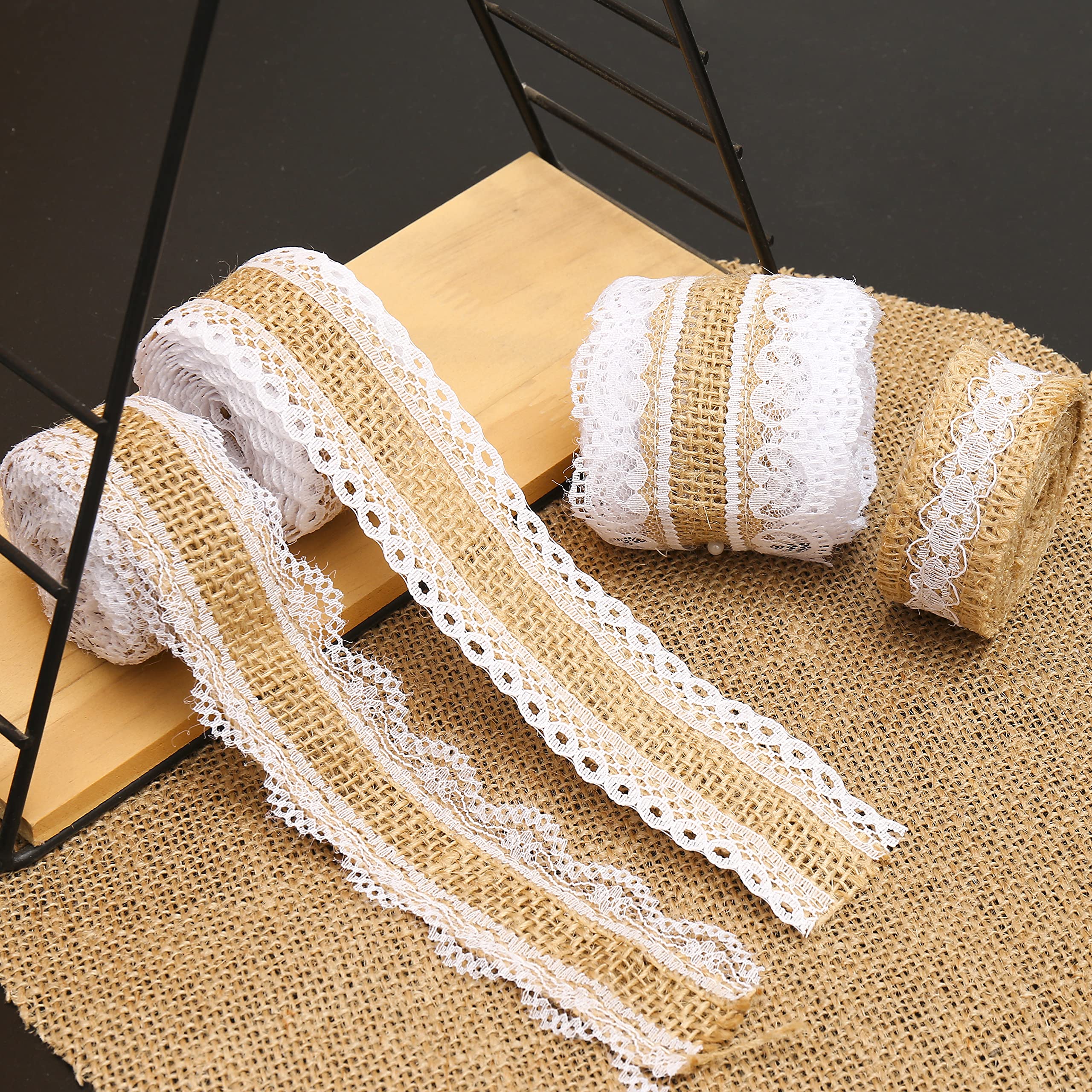 Juteband 4 Rollen 10M Jute Geschenkband Natürliche Satinband