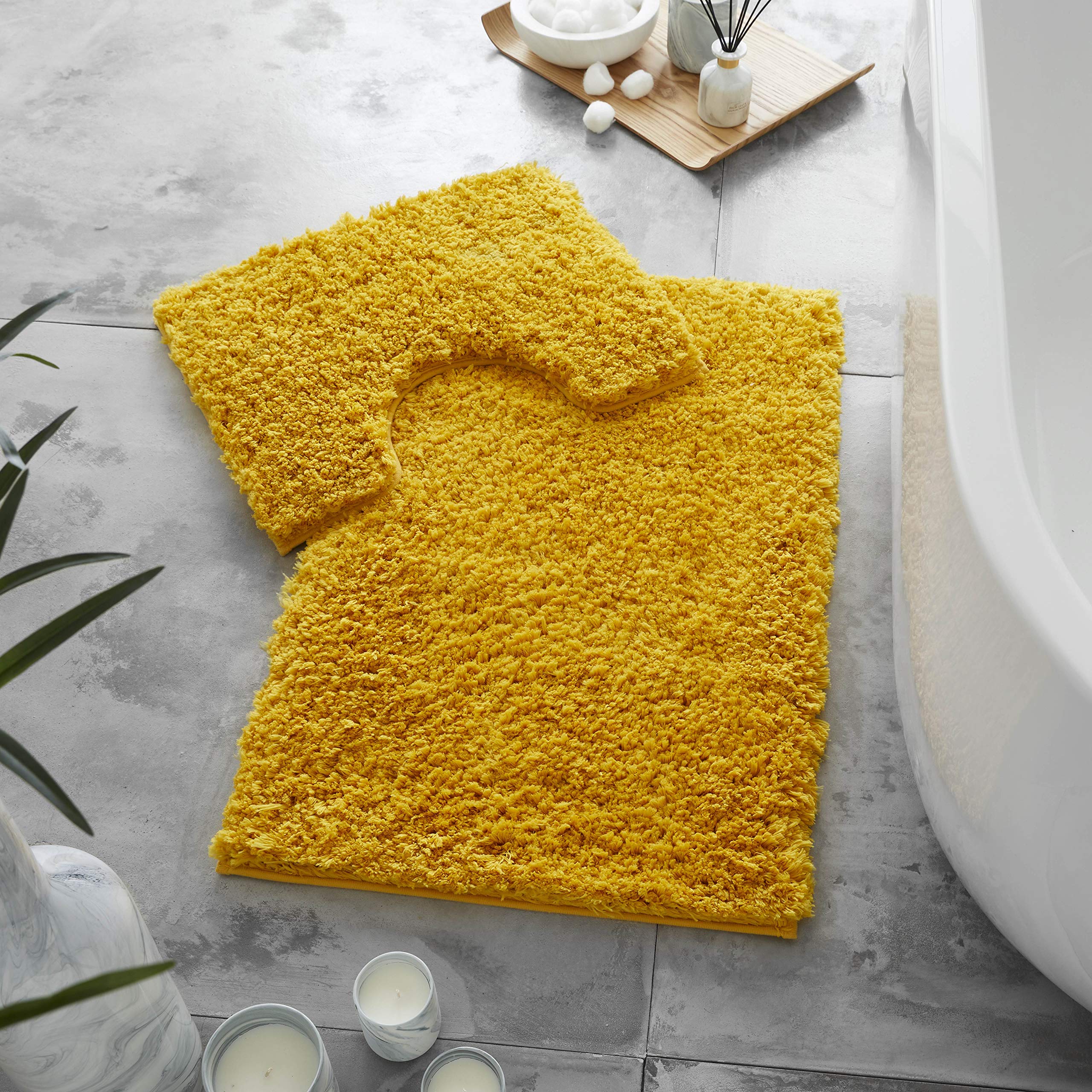 Luxury Zero Twist Bath Mat Set 2 Piece Plush Microfiber Bathroom Rug & Pedestal Mat Non Slip Absorbent Washable
