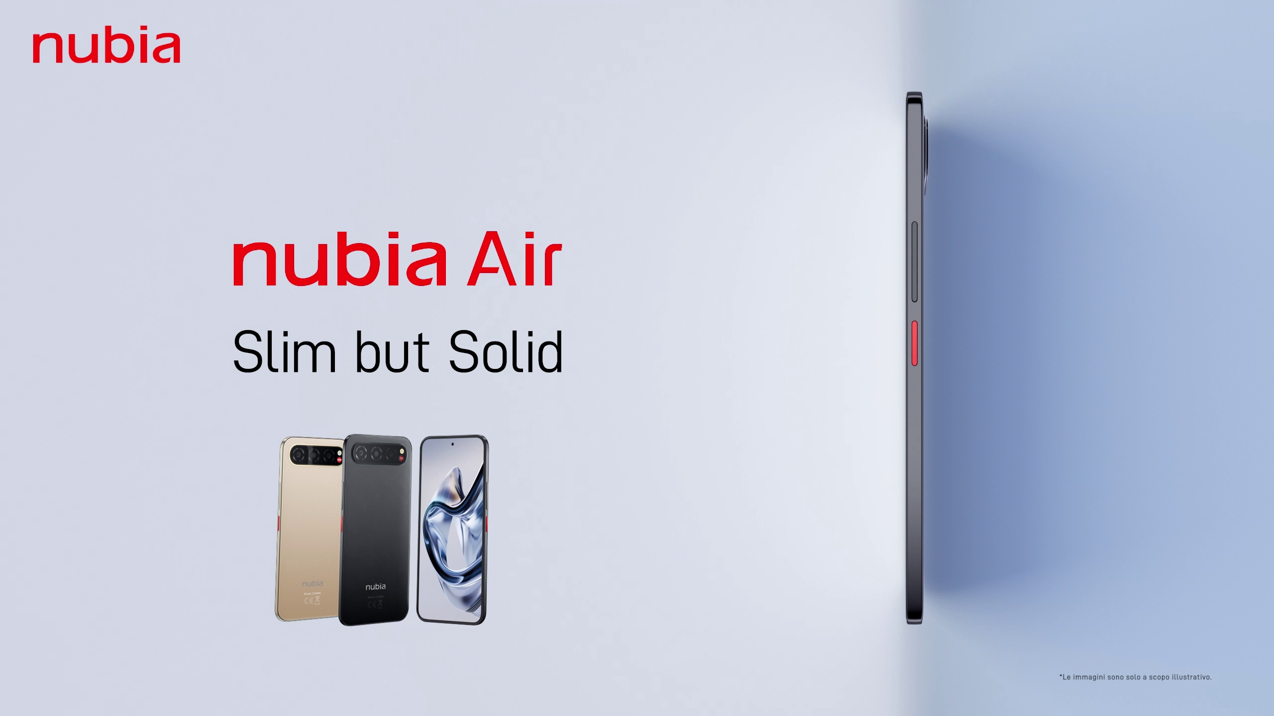 Nubia Air Smartphone Ultrasottile 6,78” AMOLED 1,5K – 256GB, 20GB RAM, Tripla Cam 50MP AI, Batteria 5000mAh, IP68/IP69, Stream Black