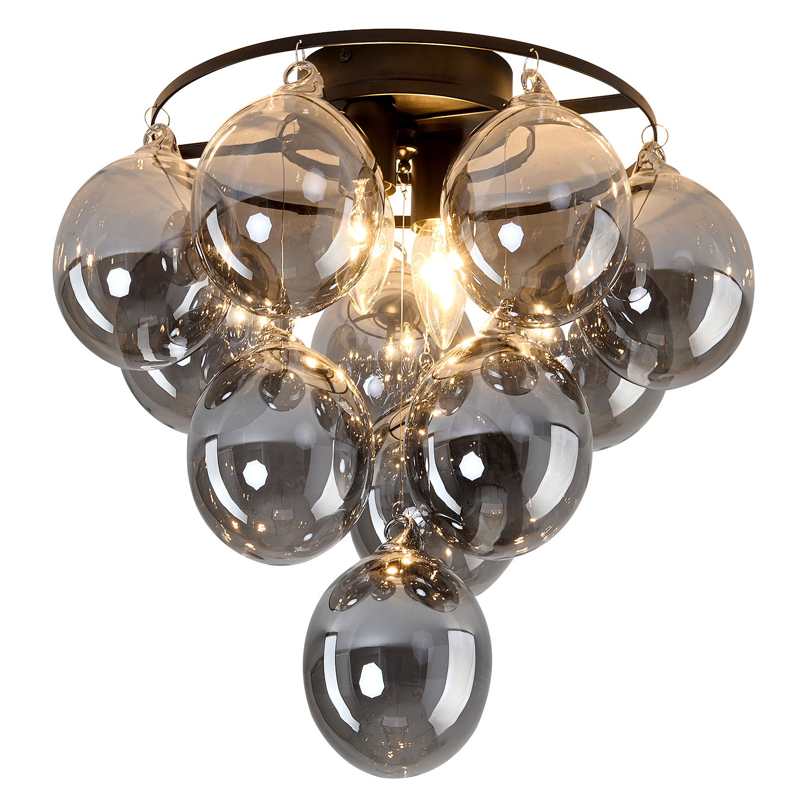 Image of Modern Sputnik Ceiling Light Fixture 2 Light Flush Mount Chandelier with 11 Glass Globe Black Dining Room Light Fixture for Living Room Master Bedroom Kitchen Farmhouse