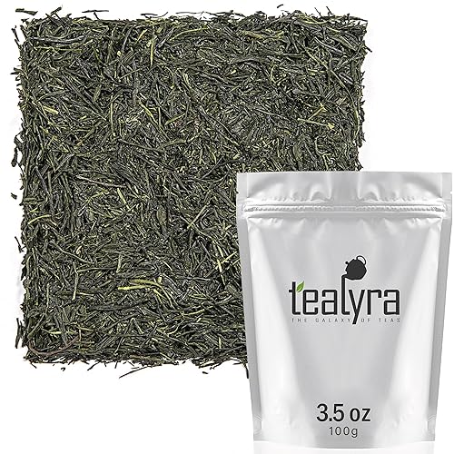 Tealyra - Hecho a mano Premium First Flush - Té verde Gyokuro - Cultivado en Yame Japón - Té de hojas sueltas - Cafeína Media - 3.53 oz (3.5 onzas)