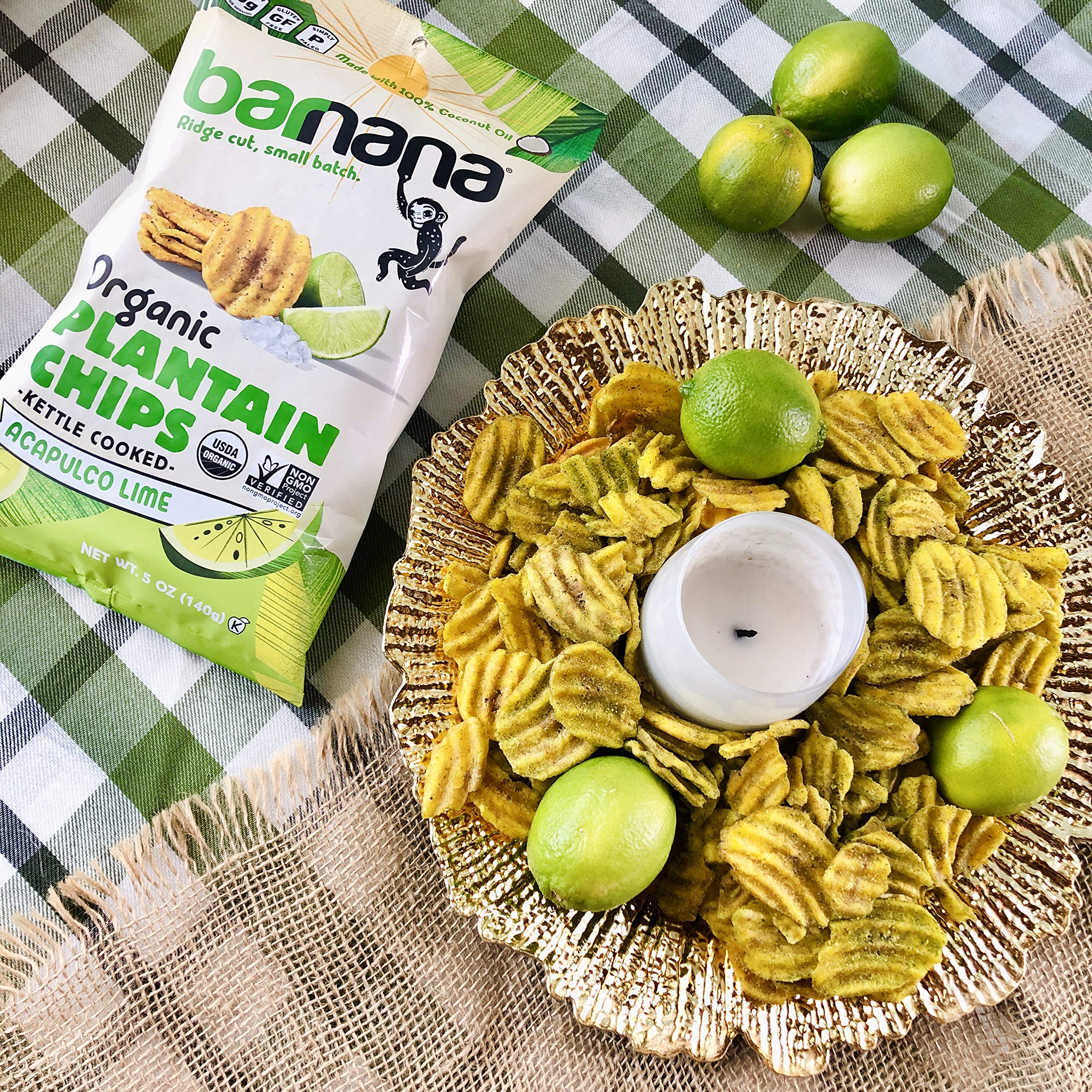 Barnana Organic Plantain Chips Acapulco Lime 5 Ounce, 3 Pack