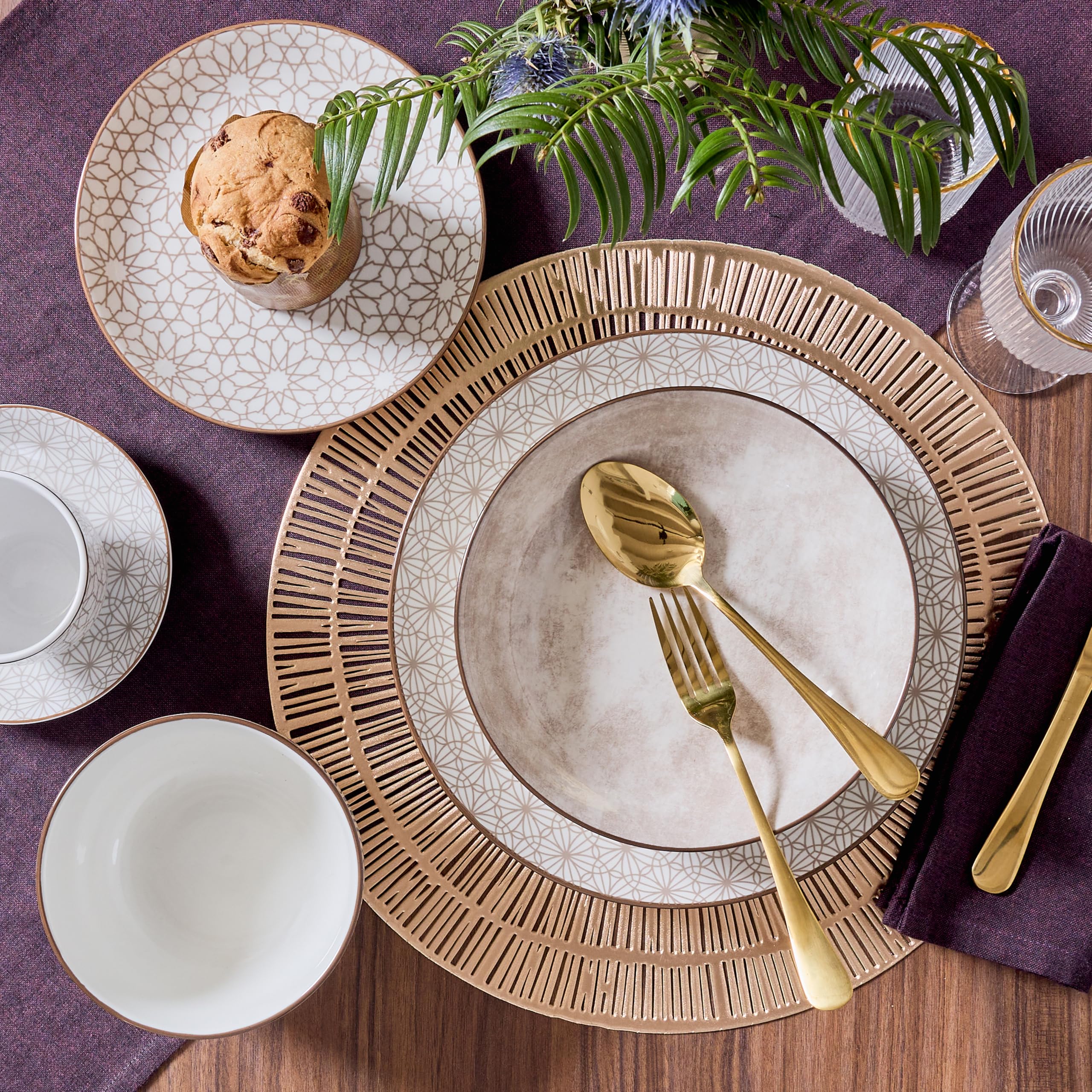 Tognana Habana, servicio de platos de 18 piezas para 6 personas, porcelana, beige.