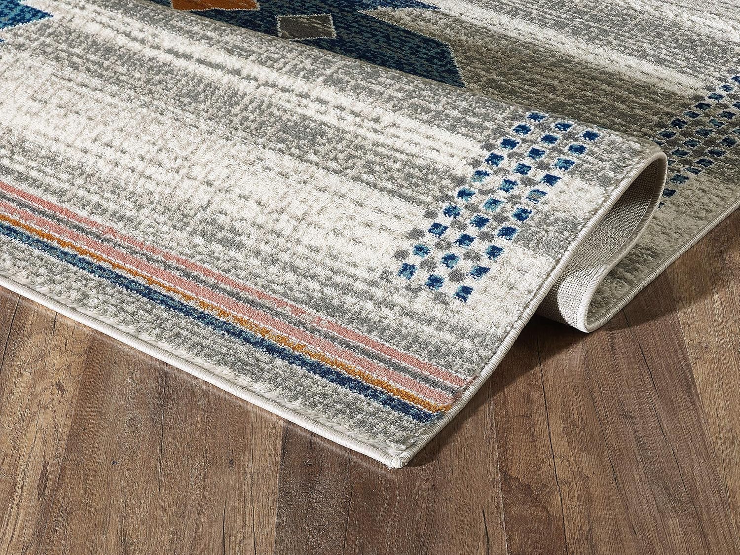 Abani Porto Collection 5'3" x7'6" Southwestern Area Rug, Rectangular Turkish Beige & Blue Tribal Print Accent Rug Rugs