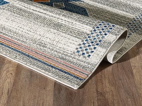 Miniatura 7 de Abani Porto Collection - Alfombra rectangular de 3 x 5 pies, alfombra decorativa rectangular con estampado tribal beige turco y azul