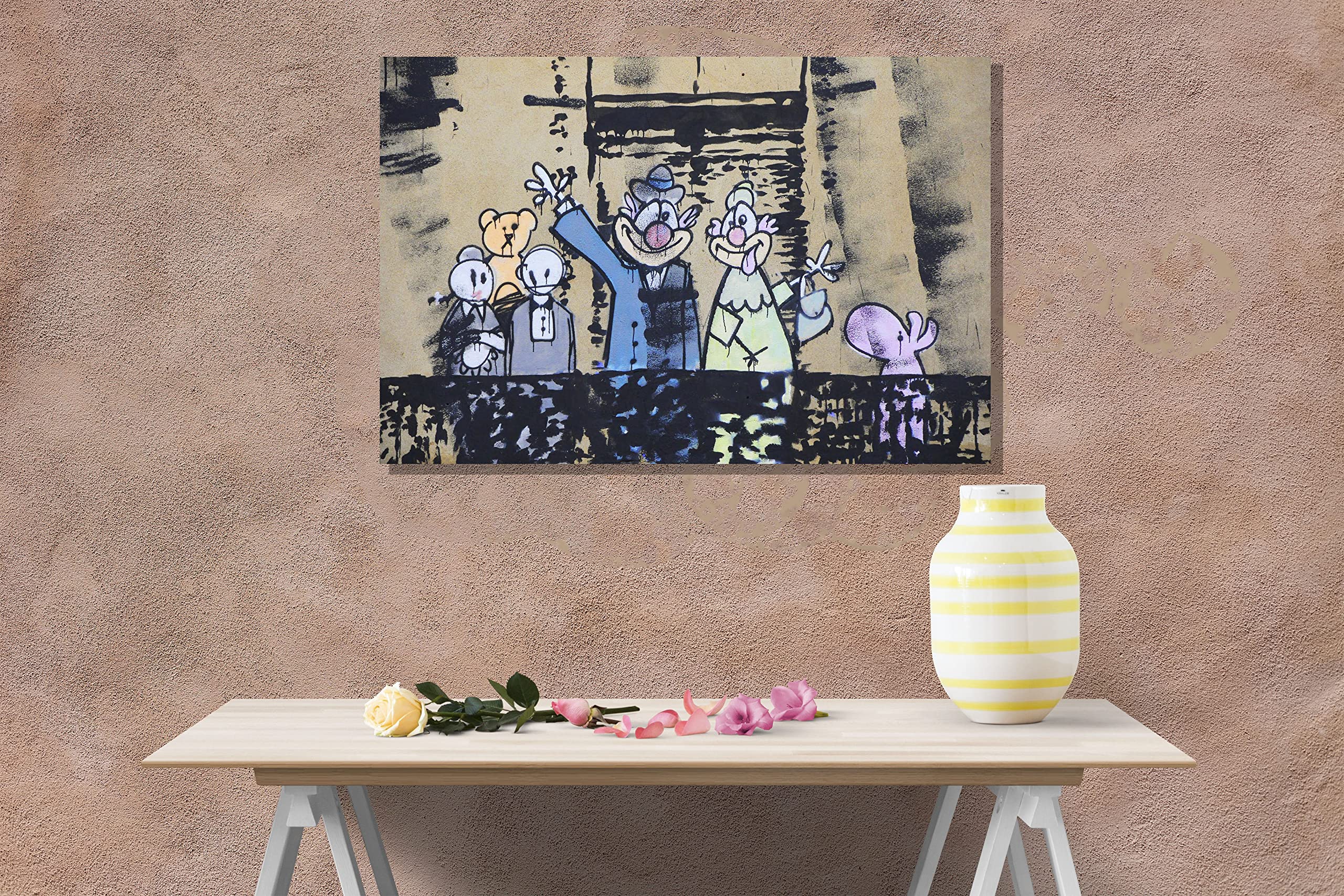 BANKSY - Stampa artistica da parete con cornice, 3 colori, 4 misure (A1, nero