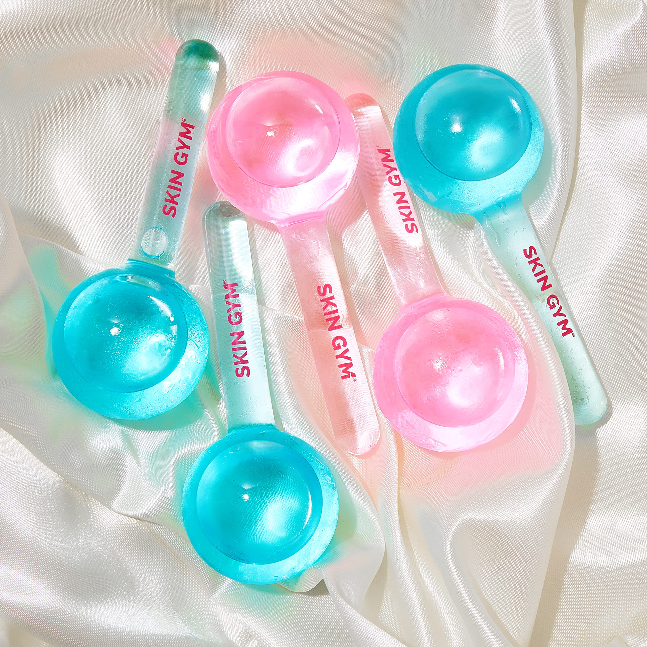 Skin Gym Ice Globe Beauty Balls, Pink Liquid Cryocicles, Cooling Face Roller for Smooth Skin & Enhanced Glow
