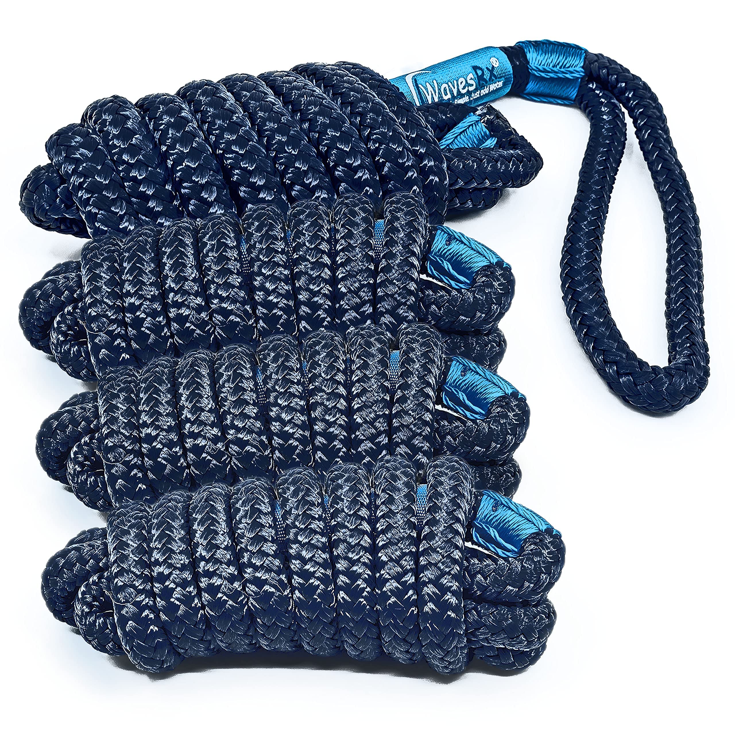 Premium Fender Line - 4 Pack | Double Braided Nylon Boat Lines and Ropes for Docking Buoys & Fenders | Marine Dock Ropes for Boats, Pontoons, Sailboats & PWC with Free Ventilated Storage Bag
